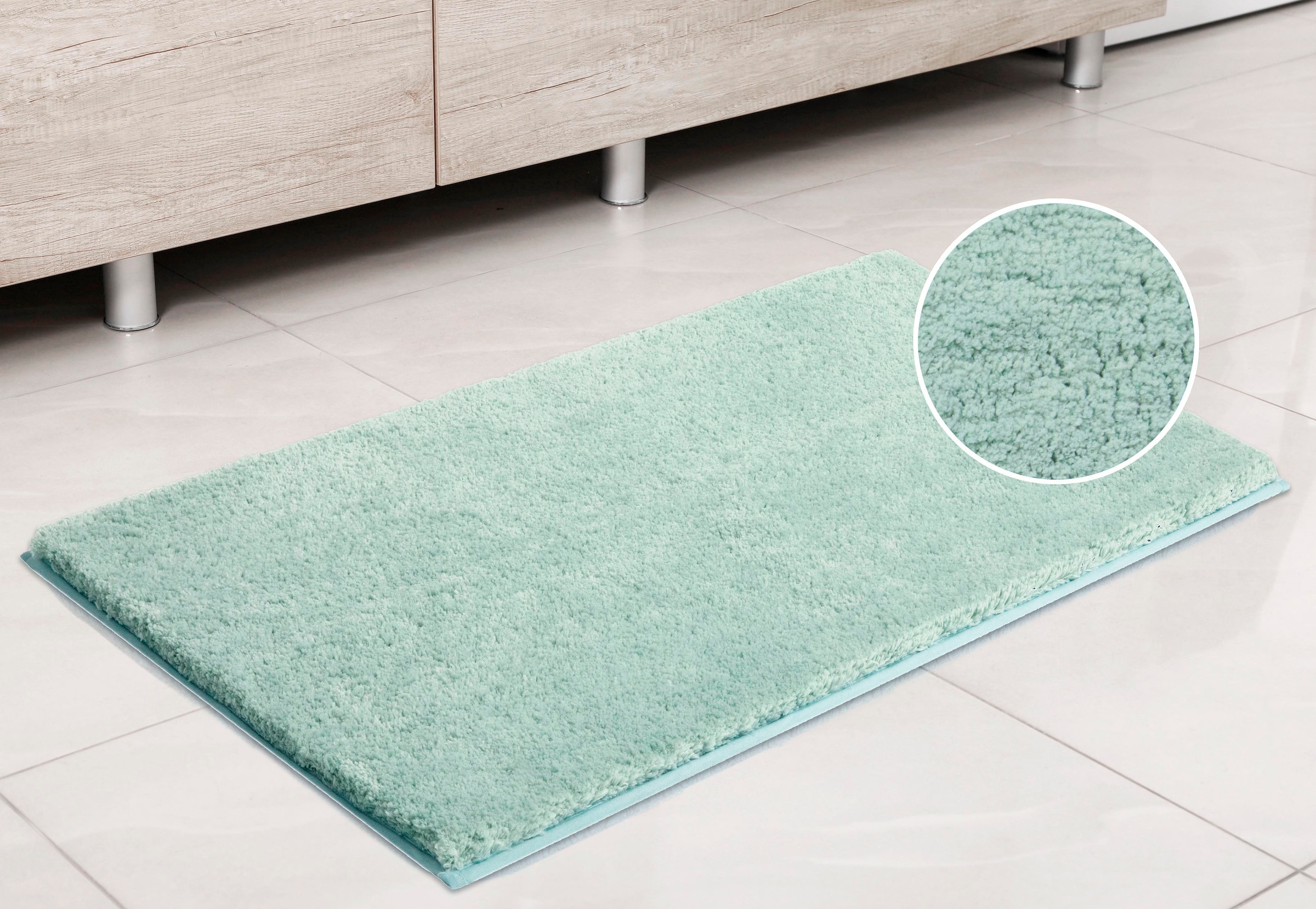 my home Badematte »Jos, Badvorleger, Badezimmer Teppich«, rutschhemmend beschichtet, fußbodenheizungsgeeignet-schnell trocknend, Badematten in Pastell-Farben, Badteppich als 3 teiliges Set erhältlich