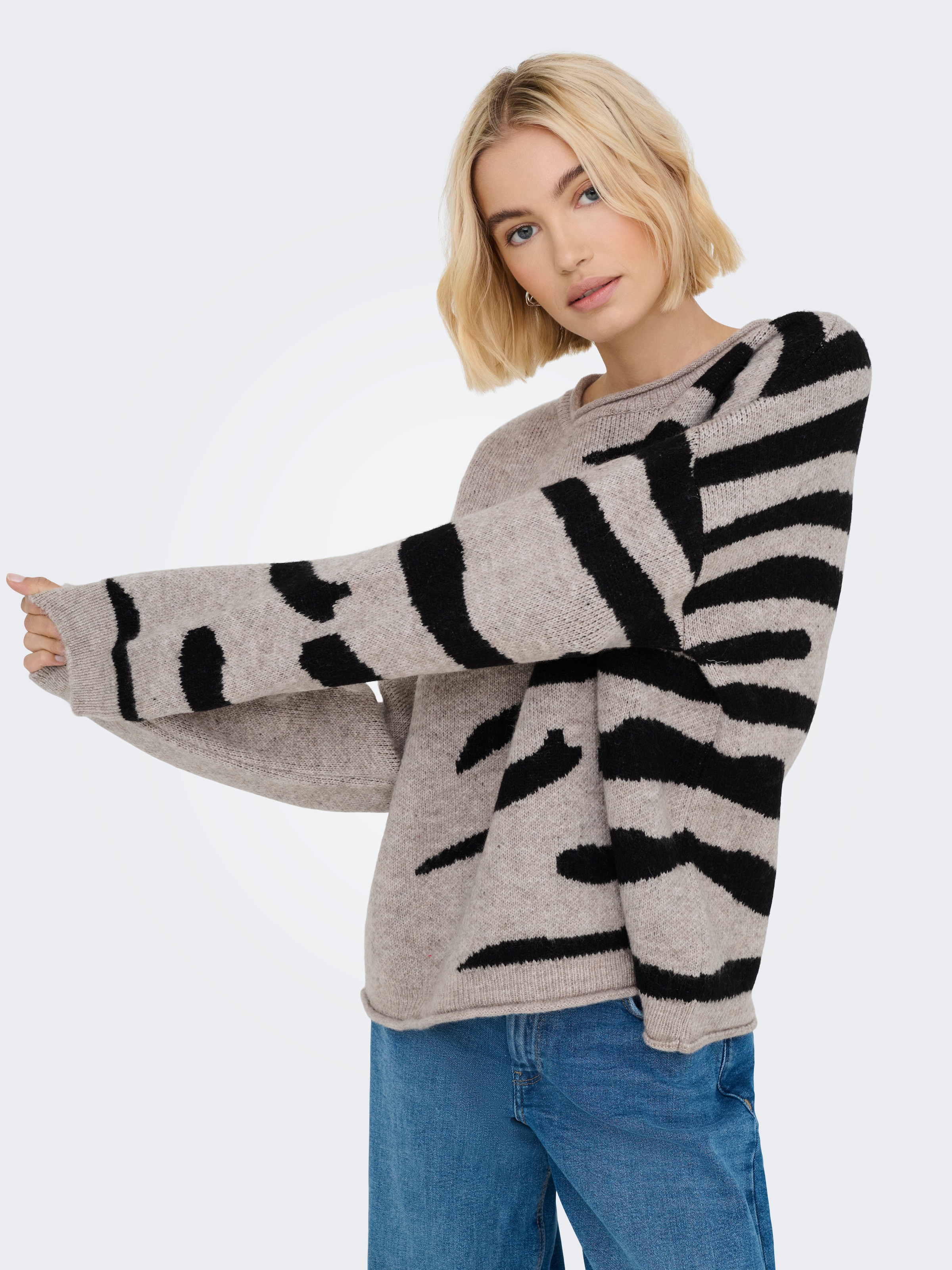 ONLY Rundhalspullover »ONLJADE PATTERN LS O-NECK EX KNT«