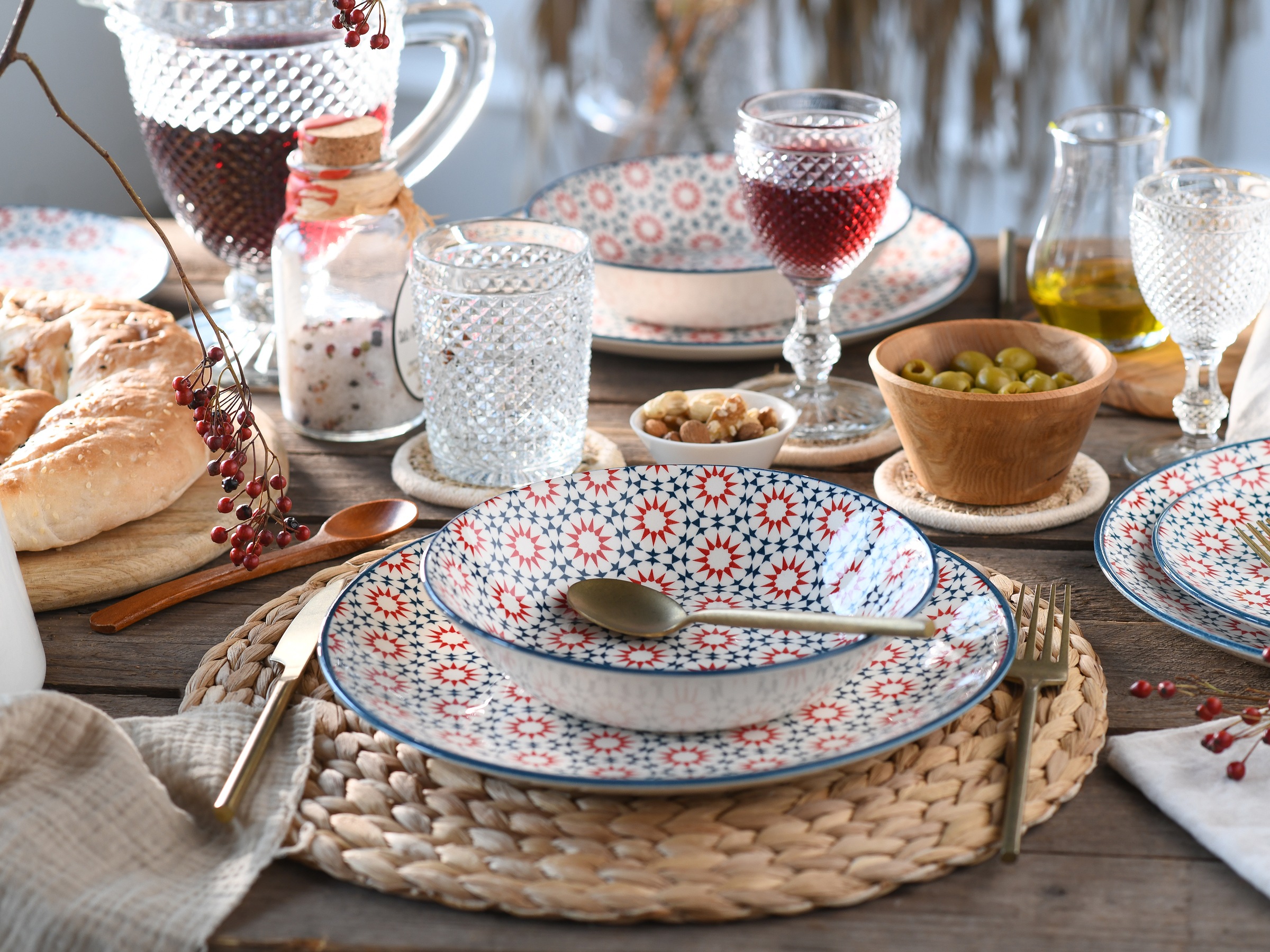 Kombiservice CREATABLE "Stella", bunt (mehrfarbig), 16 Stk., Steingut, Geschirr-Sets, Kombiservice, orientalisch mediterraner Stil 3
