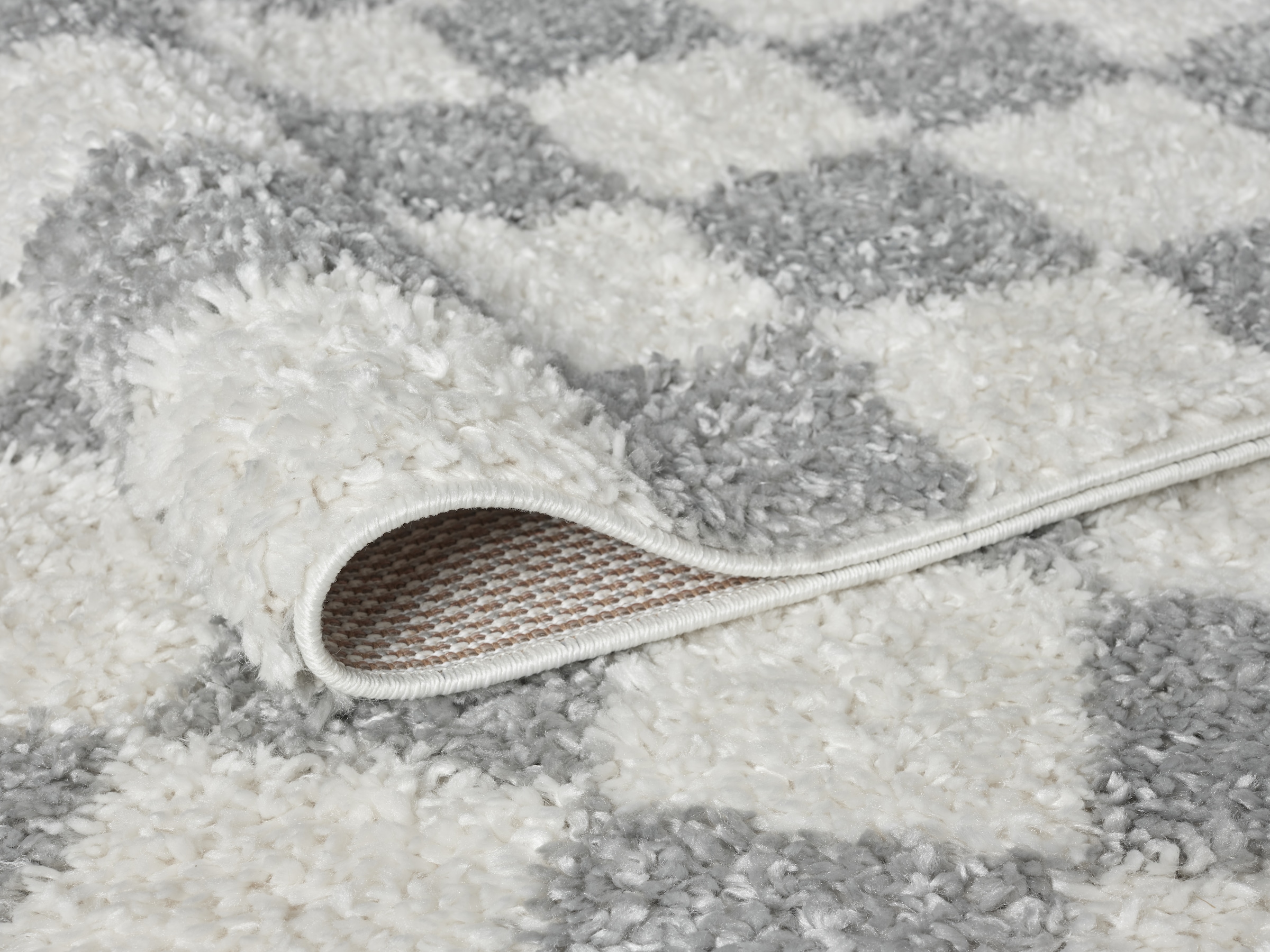 OTTO home Hochflor-Teppich »Kiiki, Karo-Muster« rechteckig 30 mm Höhe Kariert, auffälliges Schachbrettmuster, Wohnzimmer, Schlafzimmer