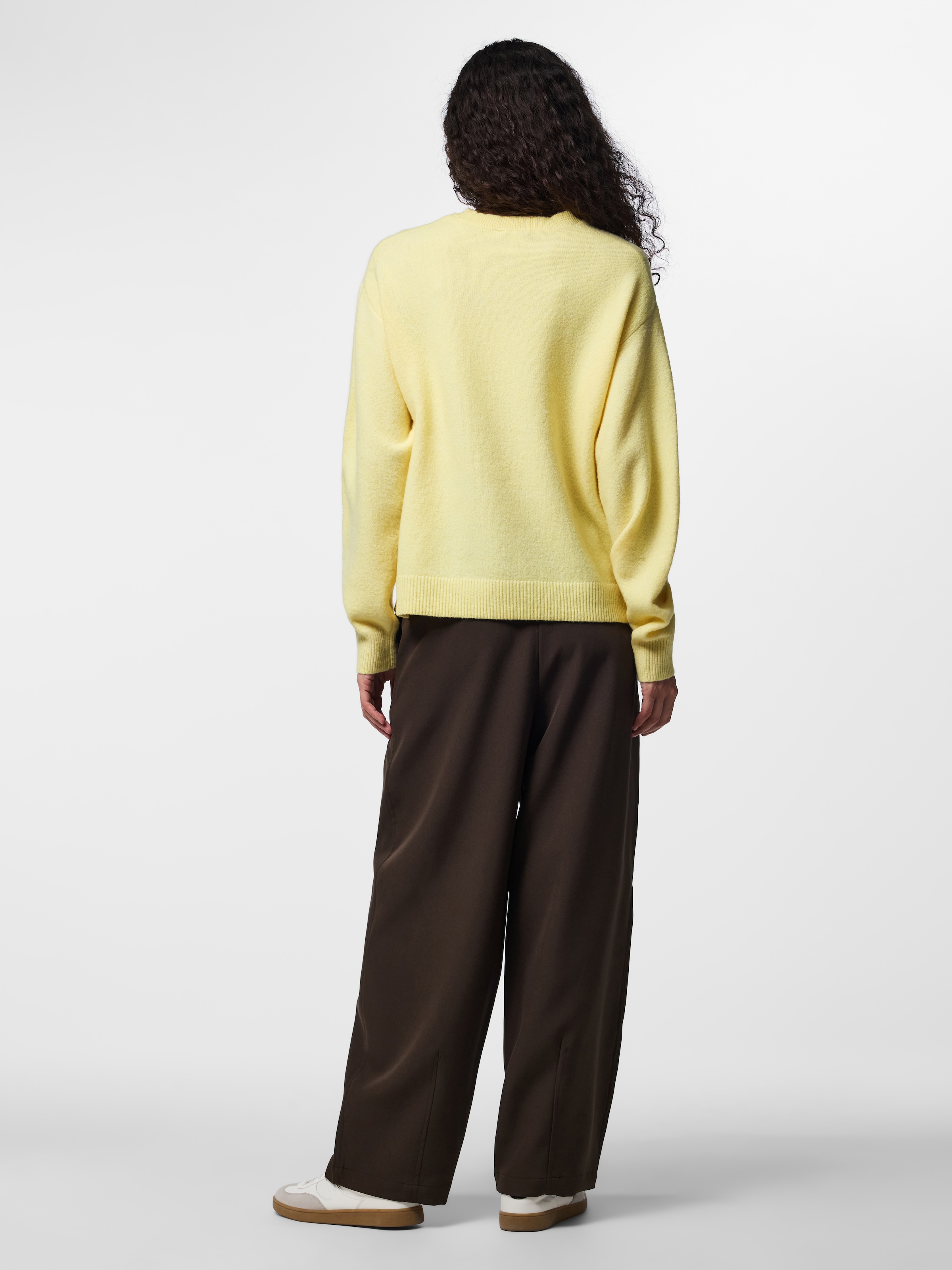 pieces Rundhalspullover »PCSALLY LS O-NECK KNIT NOOS BC« Materialmix