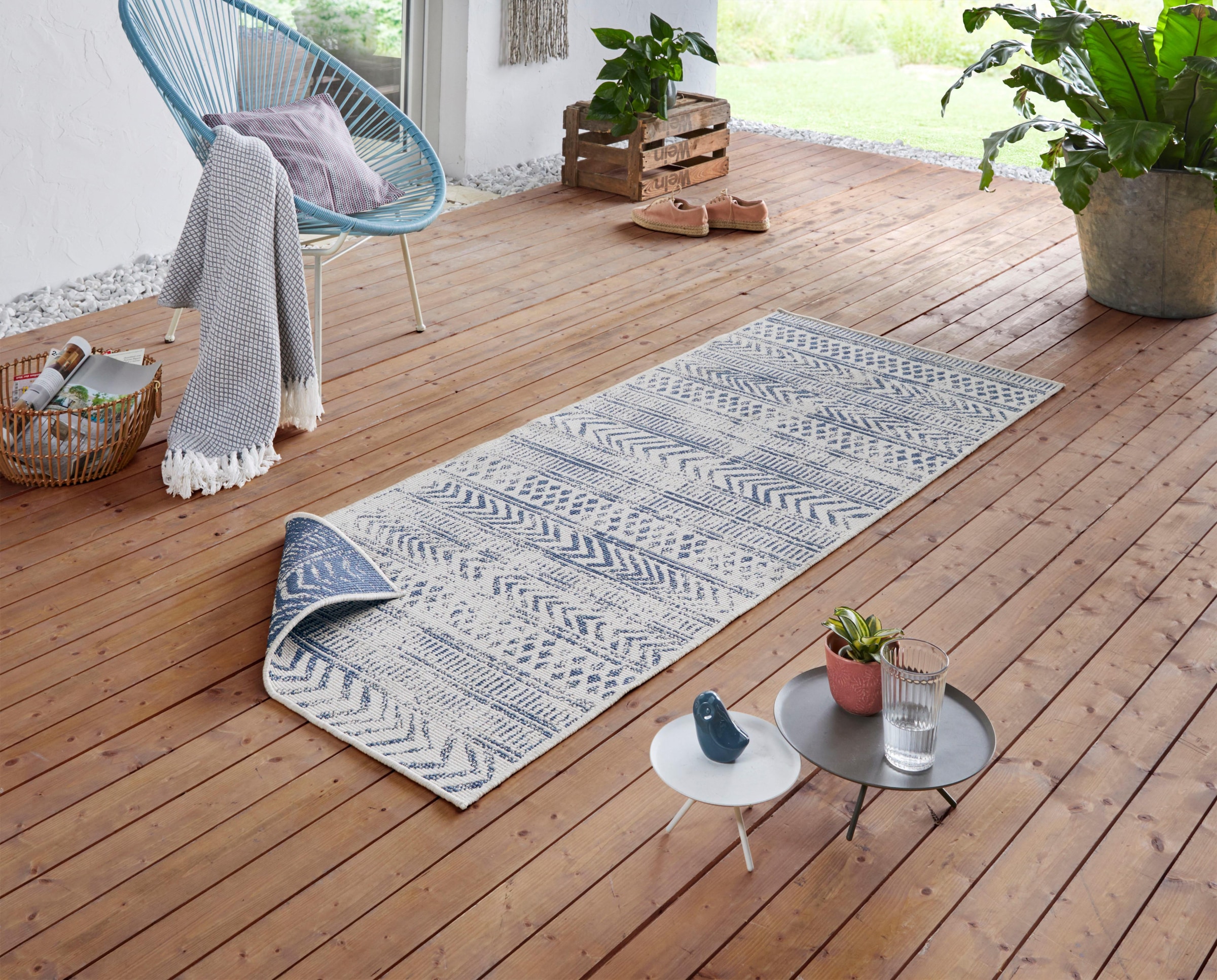 NORTHRUGS Läufer »BIRI«, rechteckig, In-& Outdoor, Wetterfest, Balkon, Garten, Wohnzimmer, Wasserfest, Boho