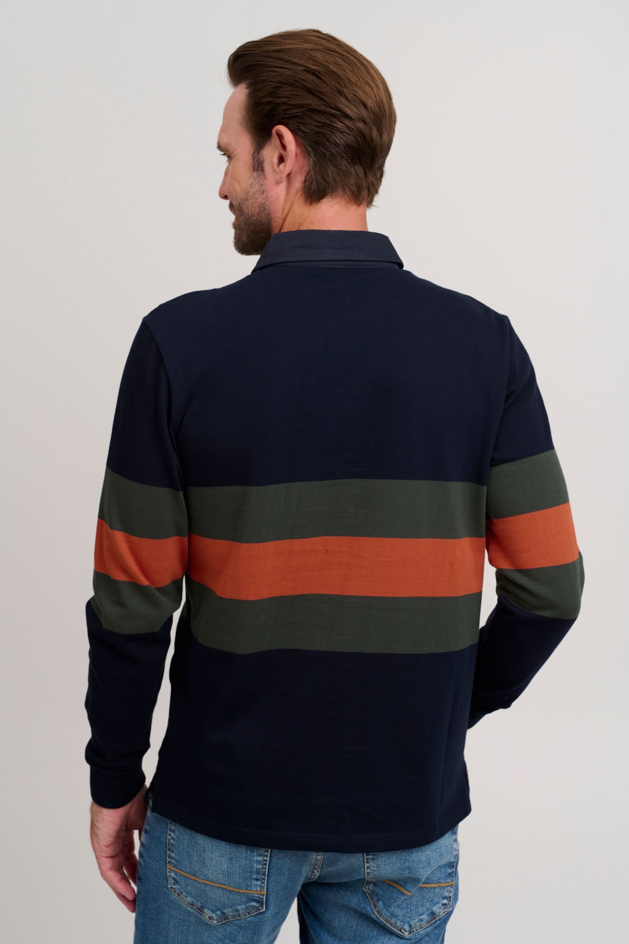 FQ1924 Mikkael Men Long Sleeve Polo Shirt Navy Blazer L 3