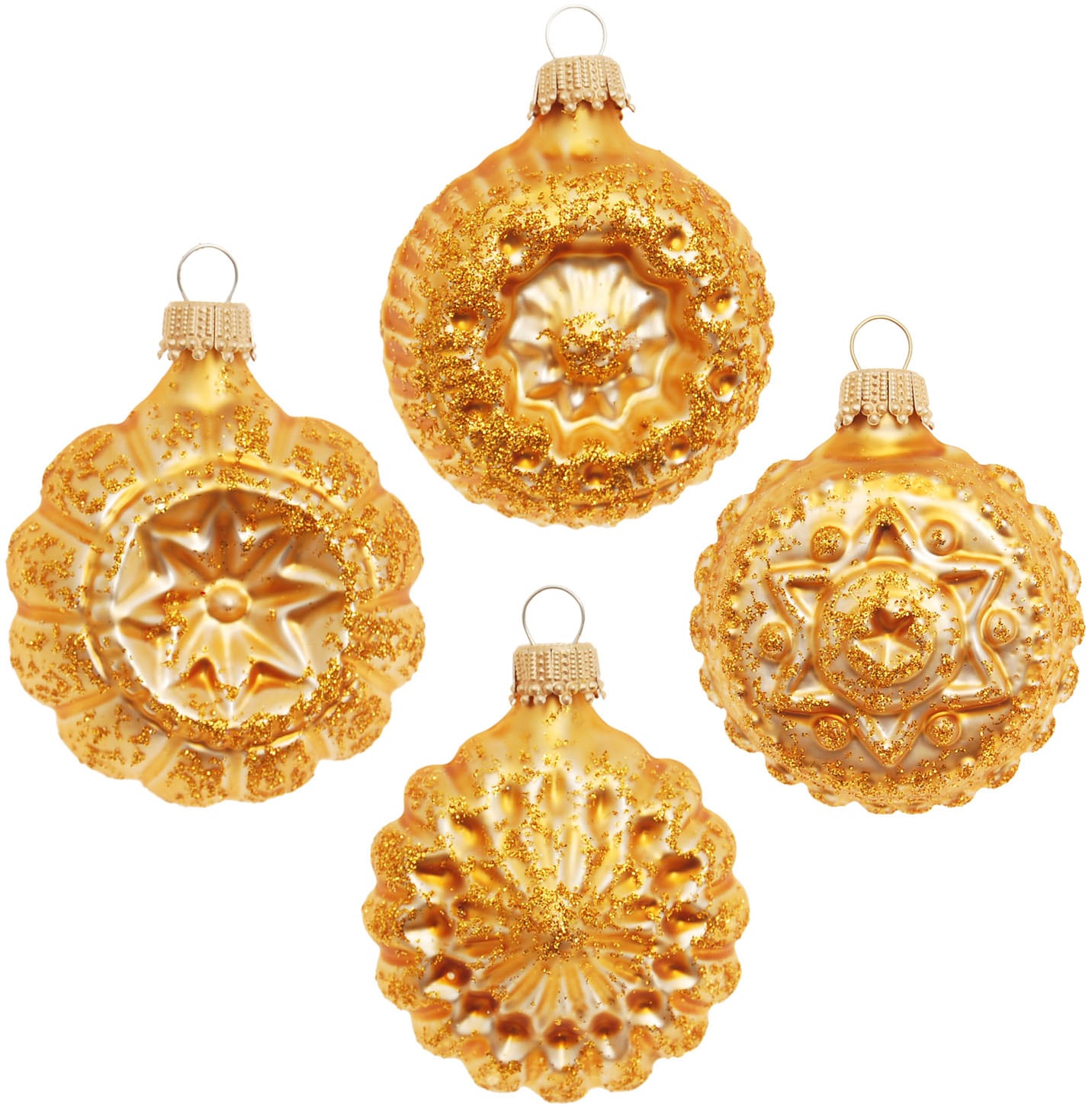 Krebs Glas Lauscha Christbaumschmuck »Glaskugelformen, Breite ca. 5 cm«, (Set, 4 tlg.), Weihnachtsdeko, Christbaumkugeln aus Glas, Weihnachtsbaumkugel
