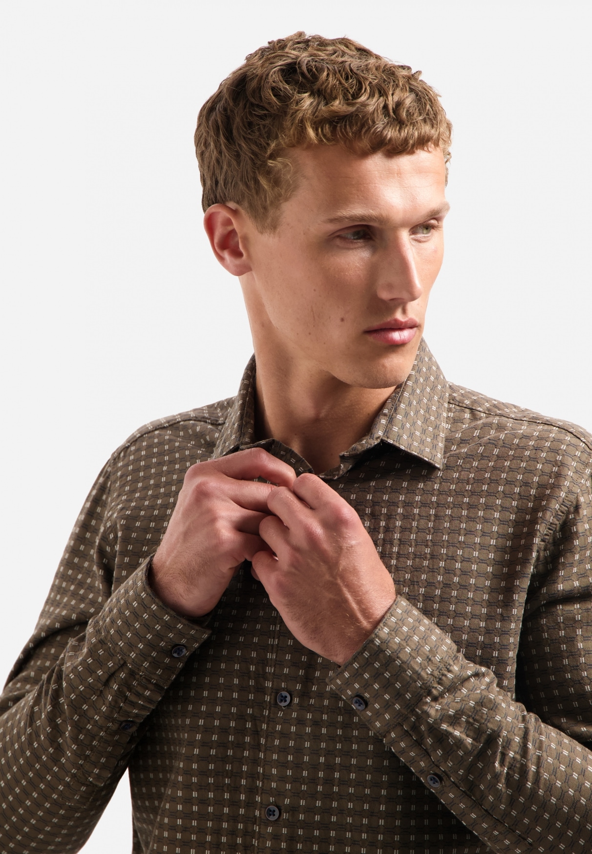 NO EXCESS Langarmhemd »No Excess Gewebtes Jacquard-Hemd Shirt Mini Jacquard«