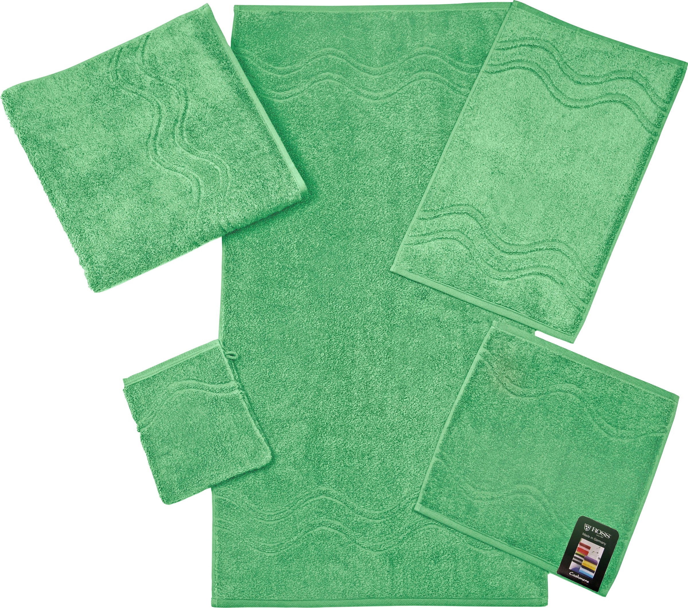 ROSS Waschhandschuh »Cashmere feeling«, (6 St.), mit Wellen-Bordüre