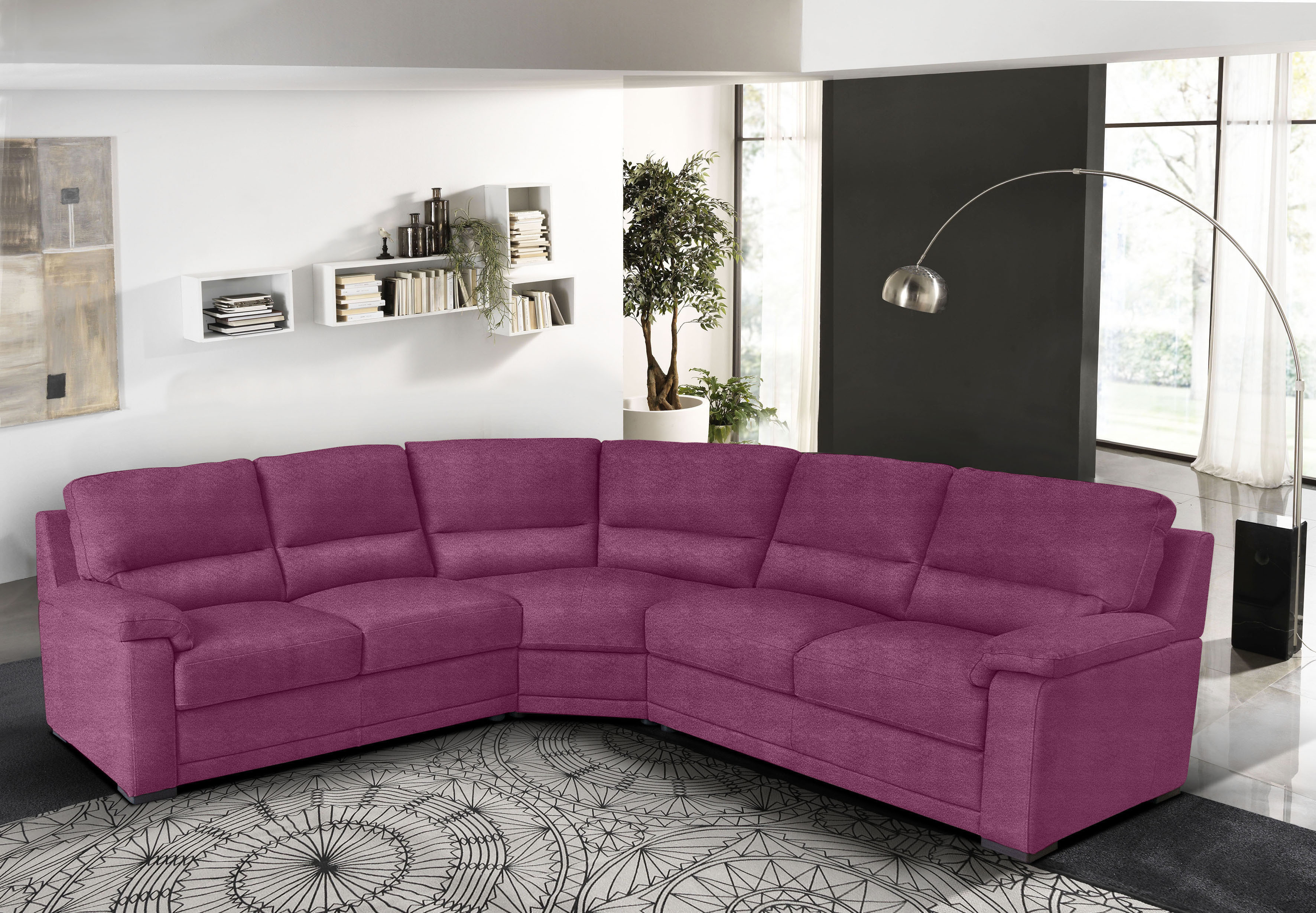 Egoitaliano Ecksofa "Doris, modernes Designerecksofa in hochwertigen Microfaserqualitäten" edle Detailverarbeitung, wahlweise fleckenabweisend oder in Lederoptik