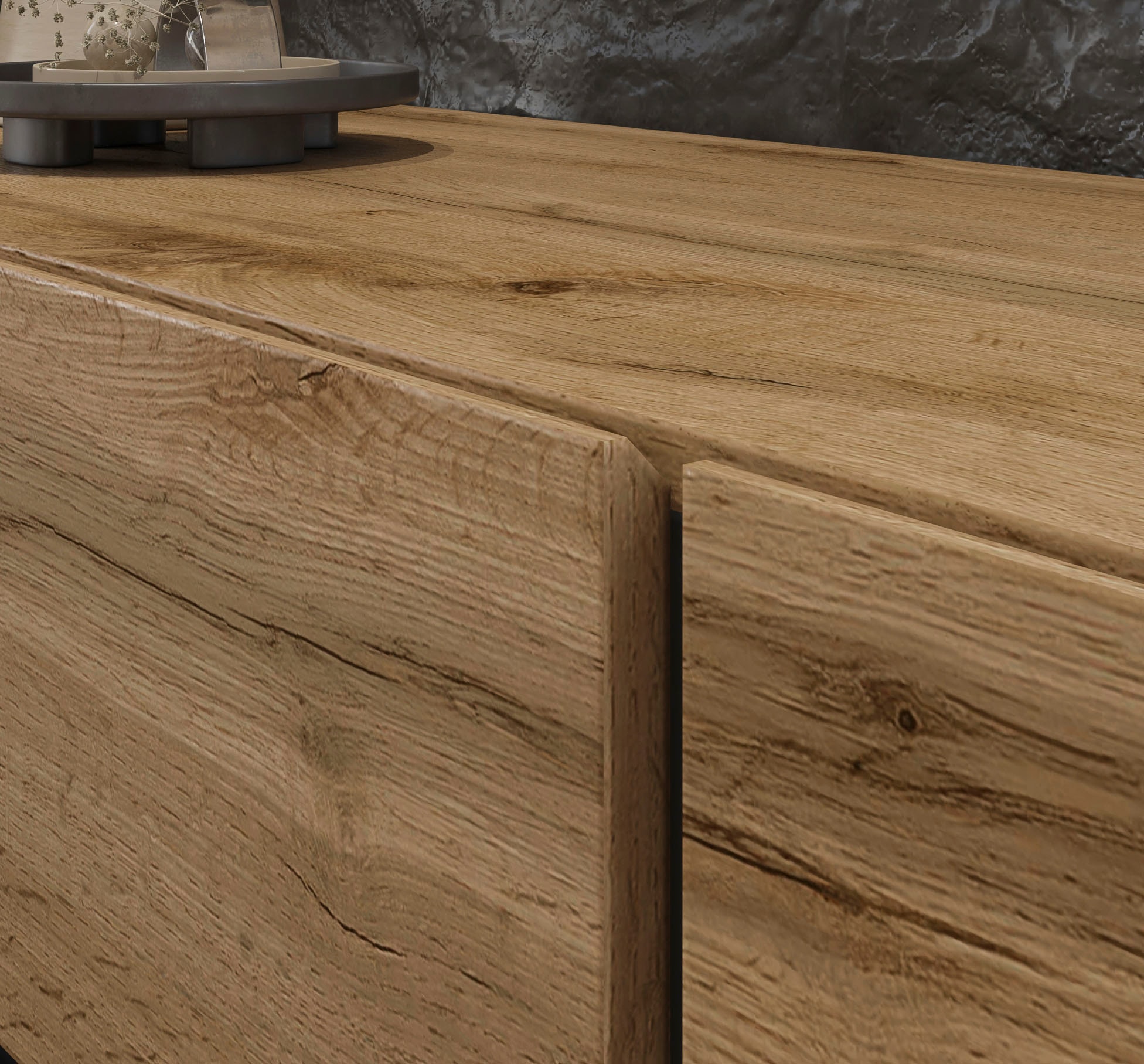 INOSIGN Sideboard »Cross, Breite 150 cm, moderne grifflose Kommode, 2Türen/3 Schubkästen«, Schubladenkommode mit viel Stauraum, Einlegeböden verstellbar