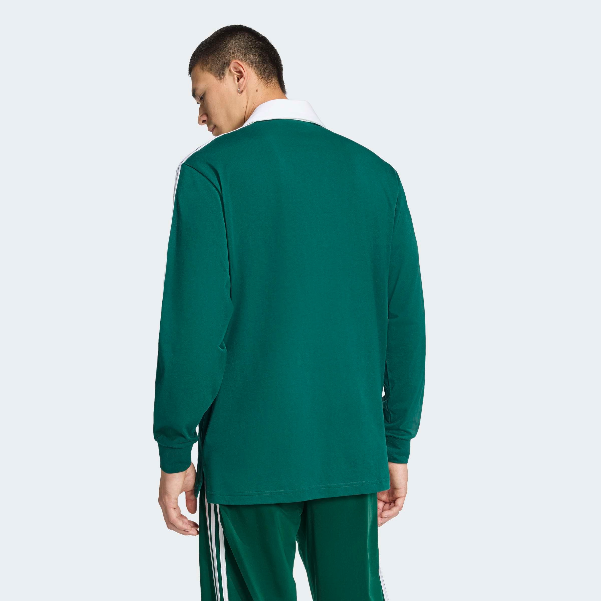 adidas Originals Poloshirt »3-STREIFEN RUGBY LONGSLEEVE POLO« mit Druckknopf, aus Baumwolle