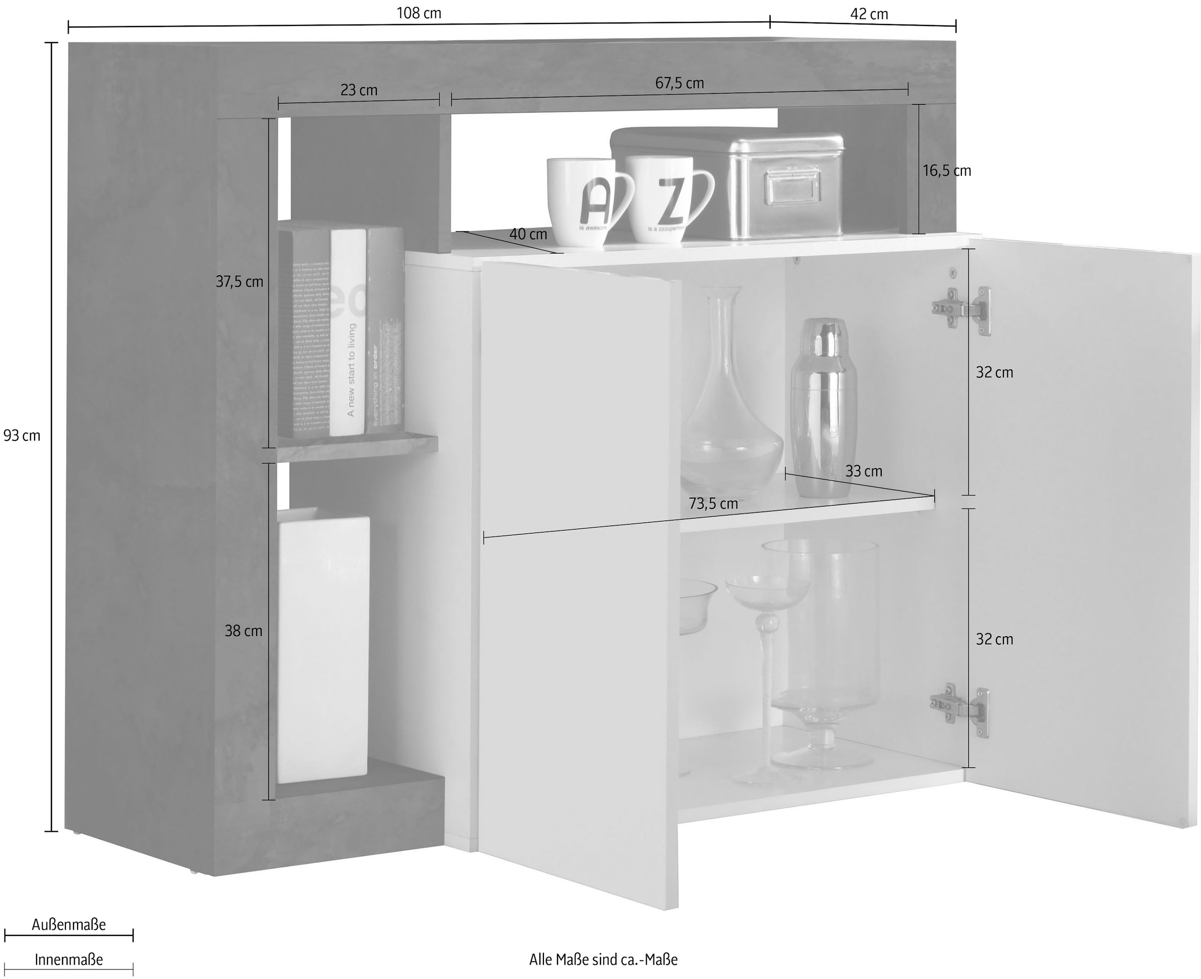 INOSIGN Sideboard »Hamburg«, Breite 108 cm