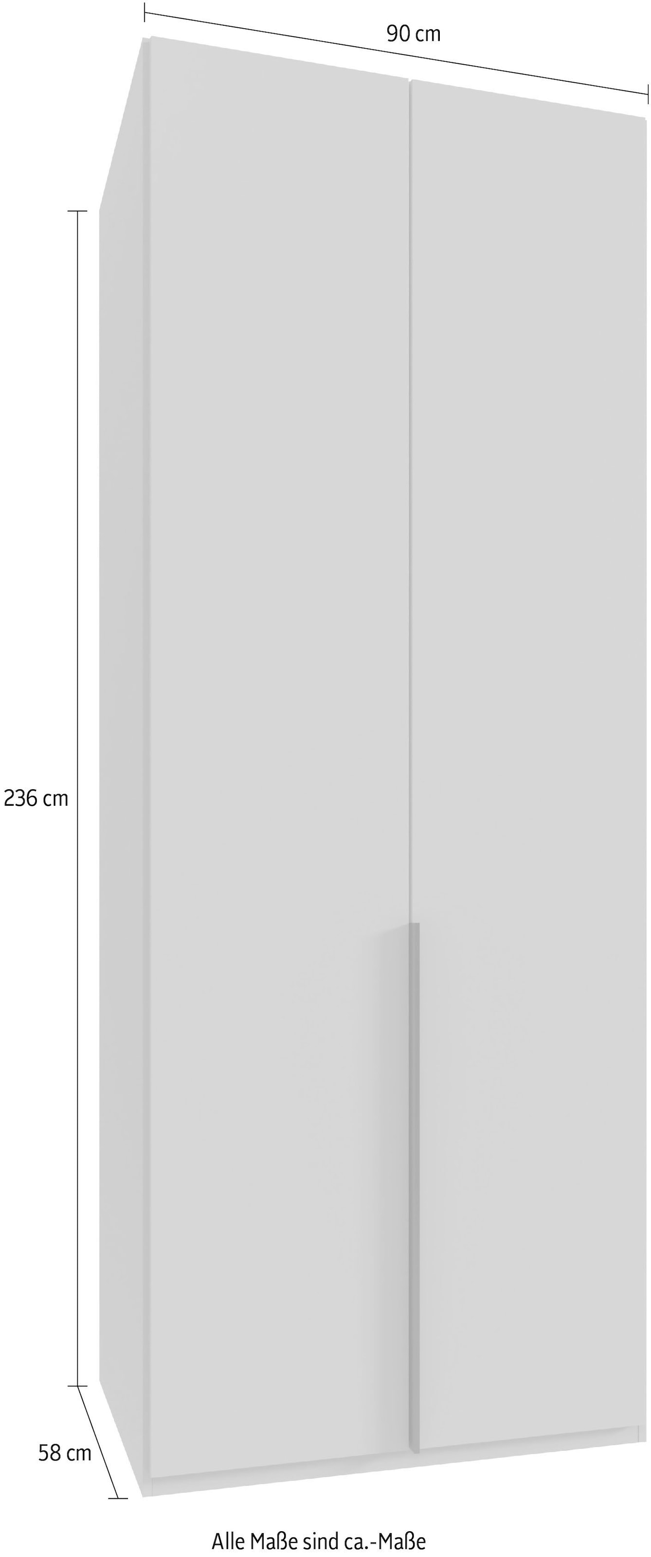 Wimex Kleiderschrank »Mugano,in 8 Breiten,3 Höhen,2 Tiefen, viele Farben, Made in Germany«, (in Basic oder Premium Ausstattung mit 2 weiteren Einlegeböden), mit langen oder kurzen Griffen aus Metall, mit oder ohne Spiegel