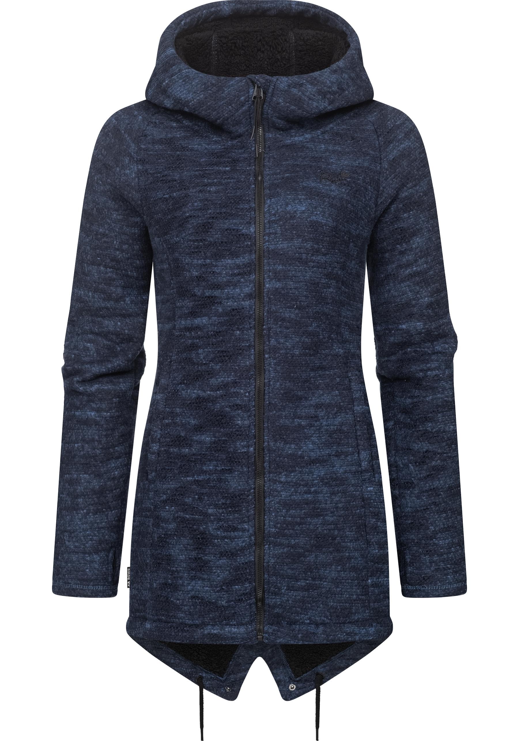 Ragwear Kapuzenstrickjacke »Wingi Melange«, Sportliche Kapuzenjacke mit Teddy-Kunstfell