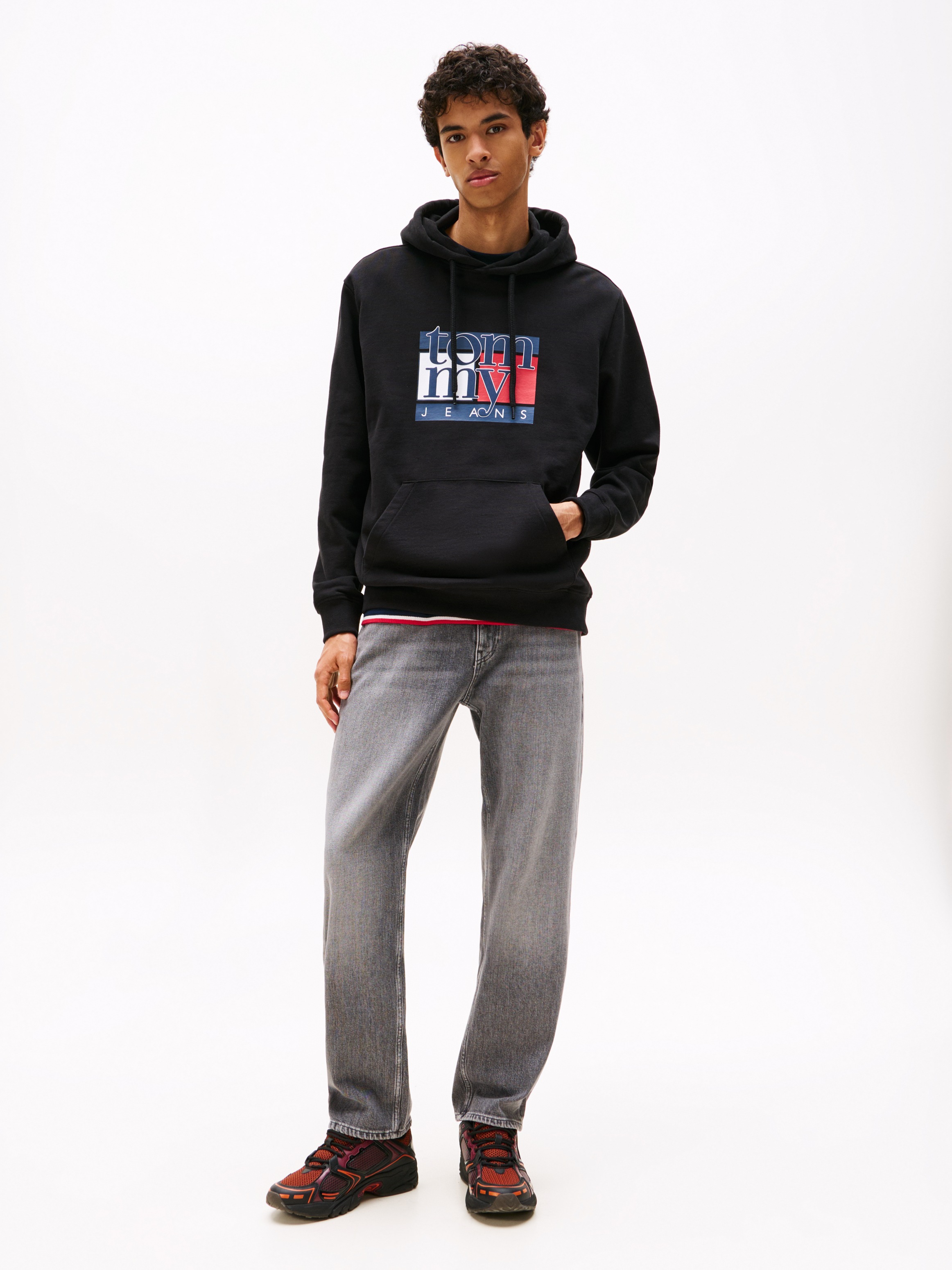 Thumbnail - Tommy Jeans Hoodie "TJM RWB FLAG", Regular Fit, Sweatshirt, mehrfarbiger Print