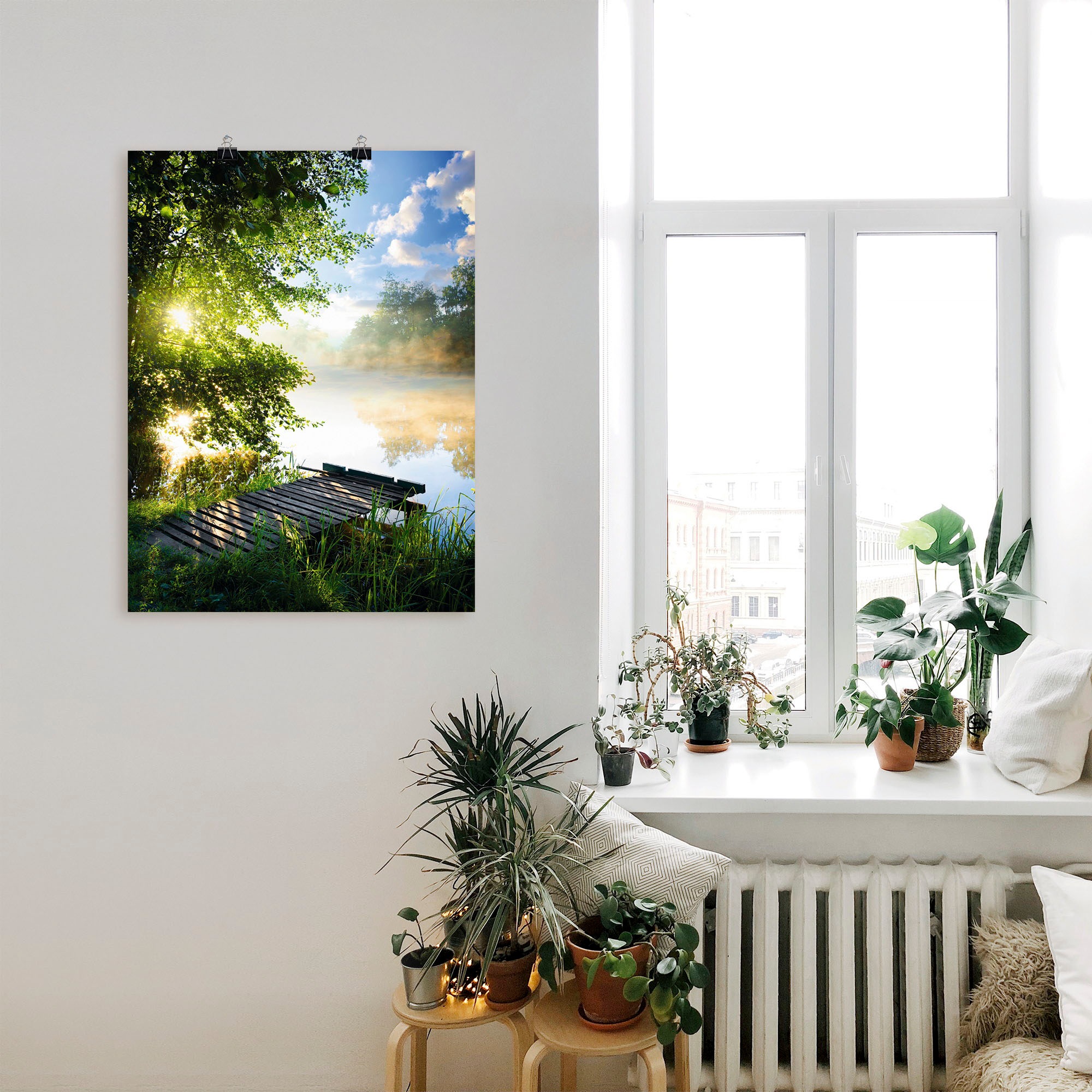 Artland Wandbild "Angelsteg am Morgen" Gewässer 1 Stk. tlg. als Alubild, Ou günstig online kaufen