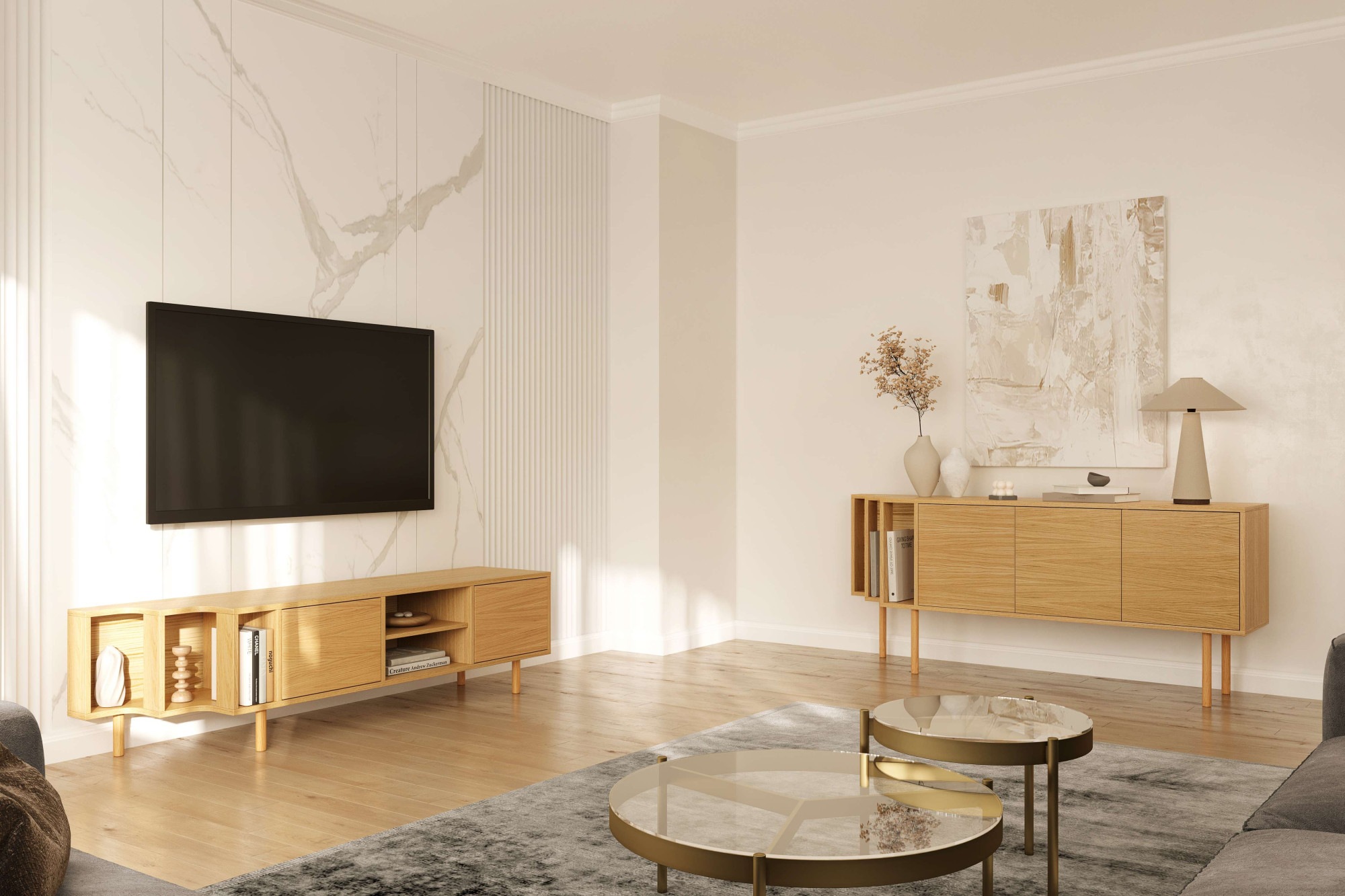 Woodman Sideboard »Shift«, mit Echtholzfurnier aus Eiche, Breite 189 cm, mit Push-to-Open