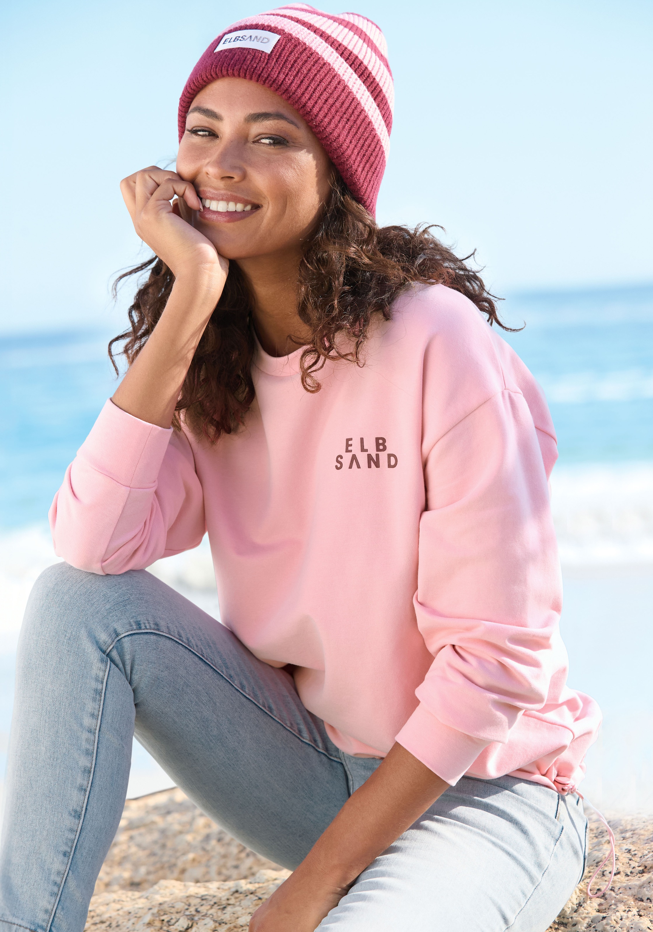 Elbsand Strickmütze, Beanie, Wintermütze, Mütze, Grobstrick mit Umschlag, V günstig online kaufen