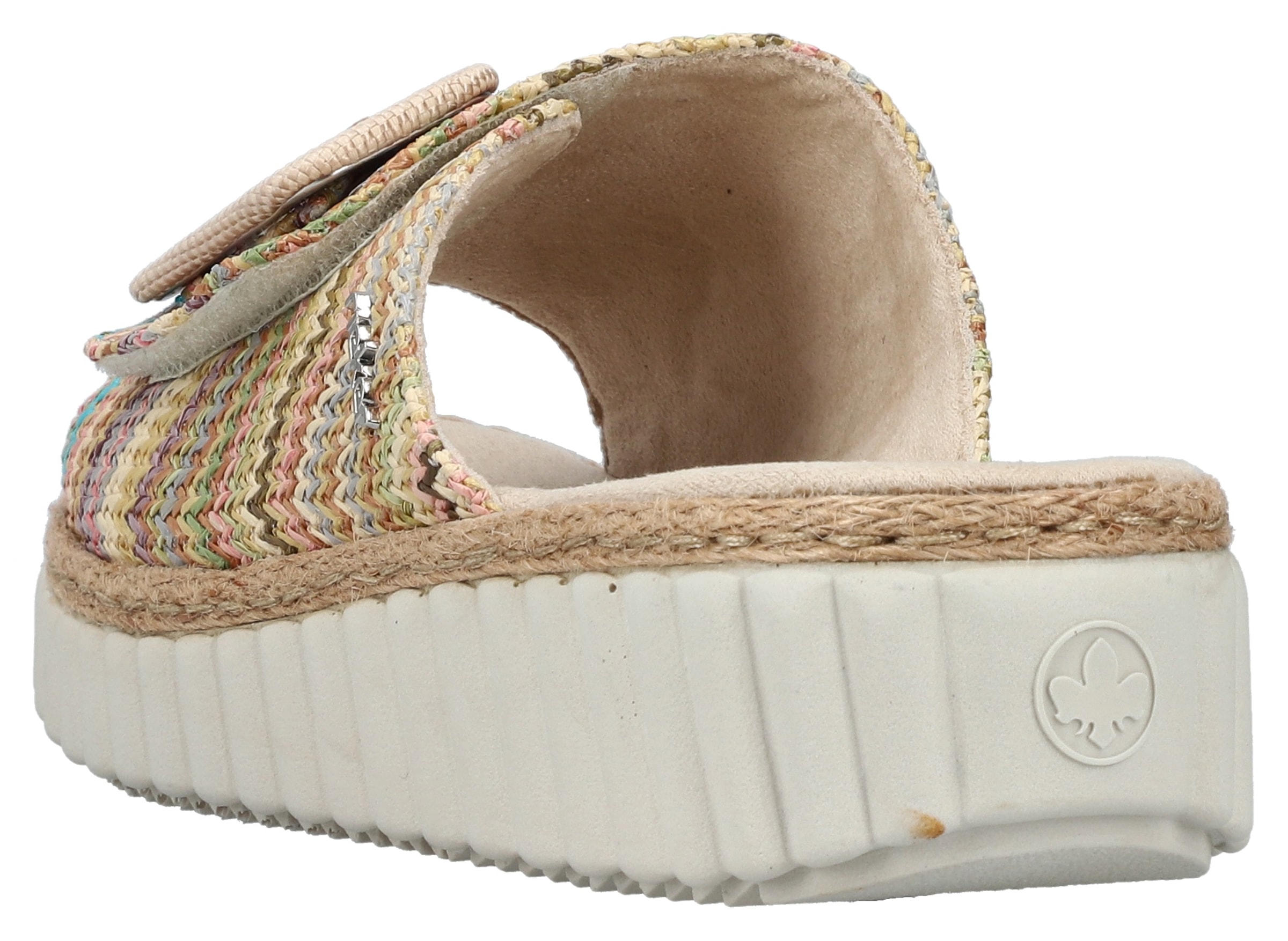Rieker Keilpantolette, Sommerschuh, Strandschuh, Hausschuh mit praktischem Klettverschluss
