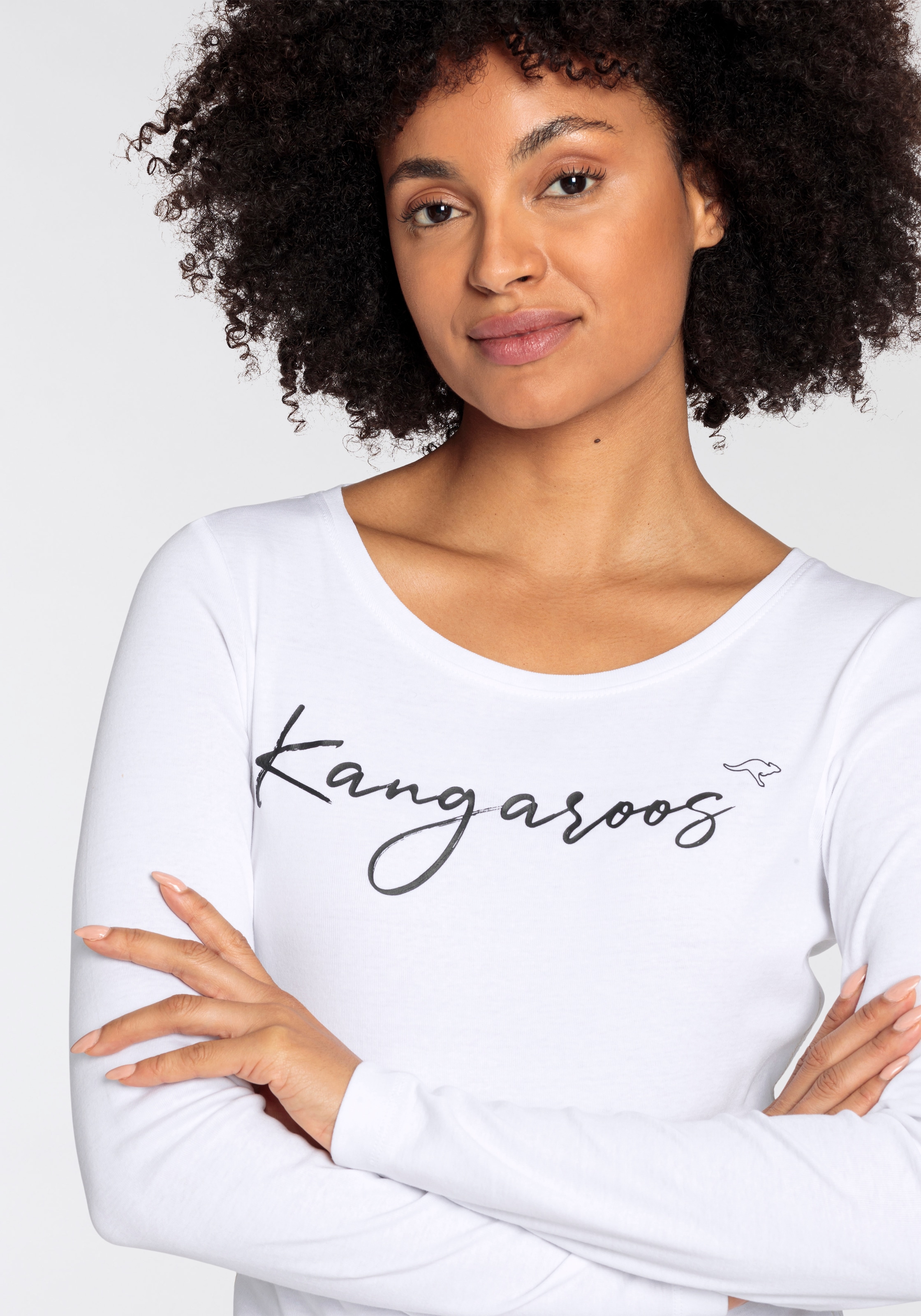 KangaROOS Longsleeve, Langarm, sehr figurbetont, aus Rippware, aus 100% Baumwolle