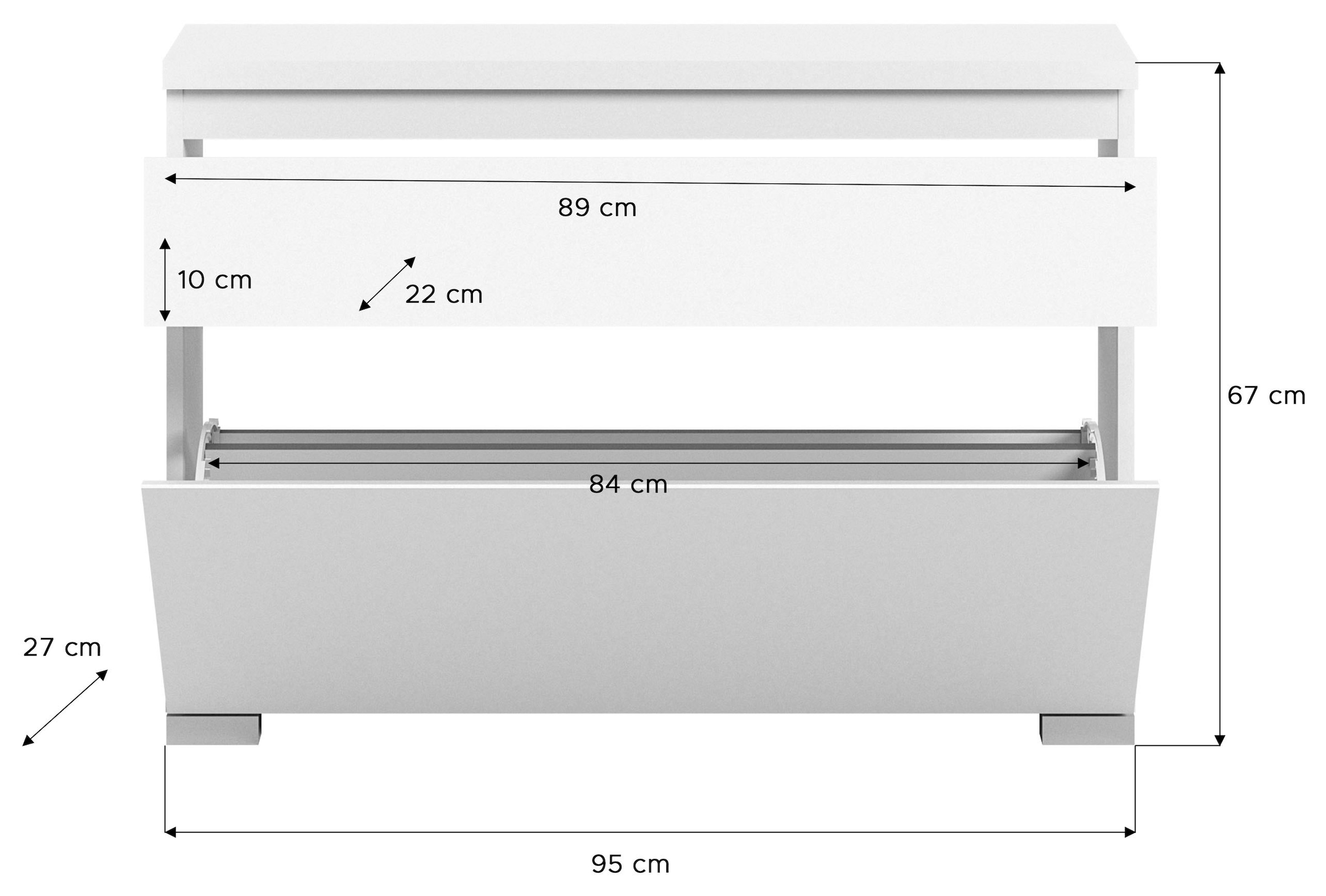 INOSIGN Schuhschrank »Skoskap, Tiefe 27cm, 1 Klappe, 1 Schubkasten, Platz für 4 Schuhpaare«, hängend und stehend montierbar, Schuhkipper, Schuhkommode, Schuhregal