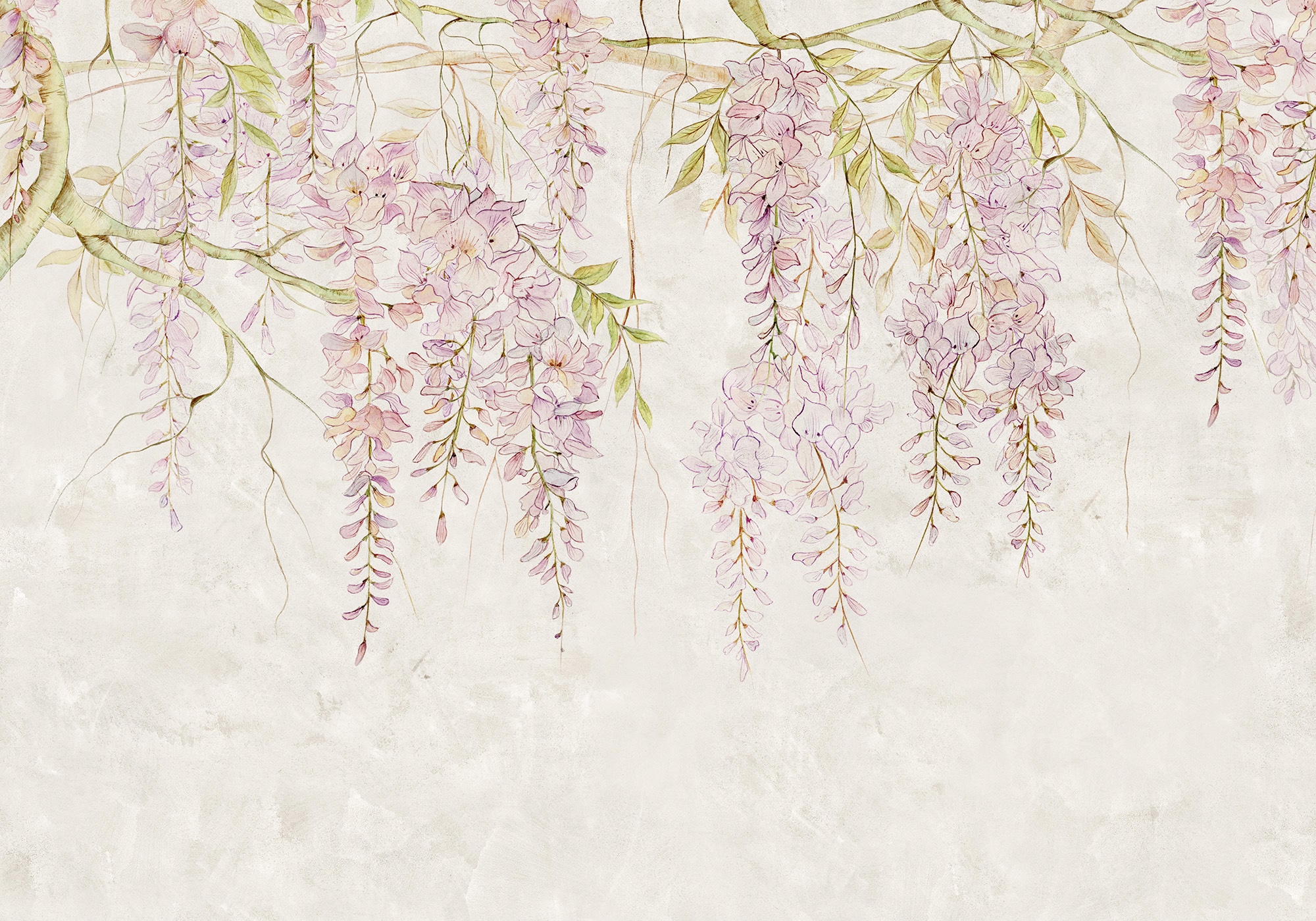 Komar Vliestapete "Digitaldruck Vlies - Wisteria - Größe 400 x 280 cm" bedruckt glatt Wohnzimmer, Schlafzimmer