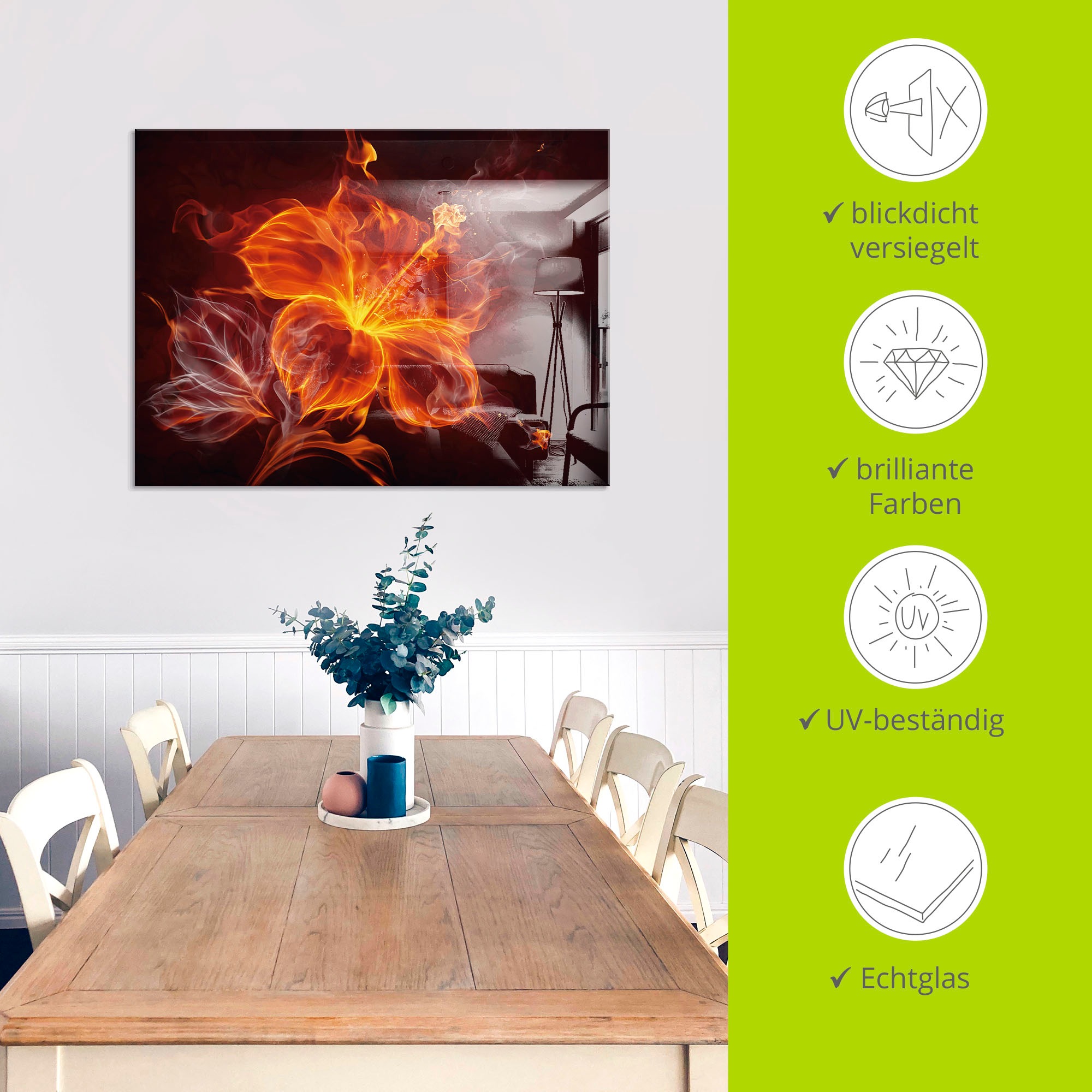 Artland Glasbild »Feuerblume«, Blumen, (1 St.), in verschiedenen Größen