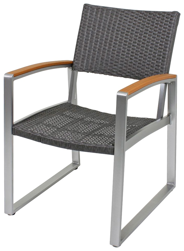 Garden Pleasure Gartenstuhl "AVA" (Set) 2 Stk. 2er Set, Polyrattan/Teakholz günstig online kaufen