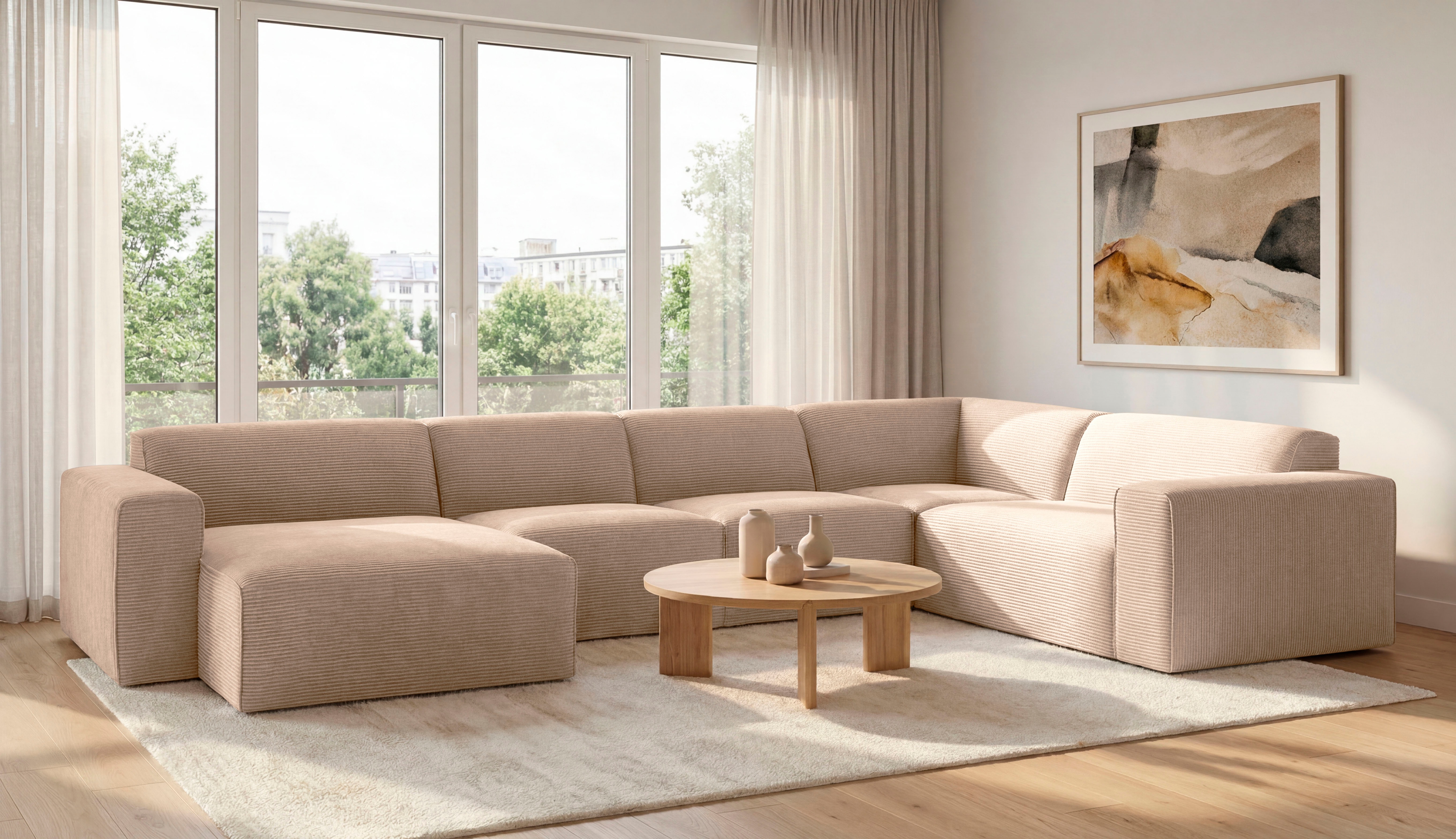OTTO home Wohnlandschaft "Clayton Breite 371 cm, U-Form" in einem trendigen Cord-Bezug, verschiedene Kombinationen verfügbar