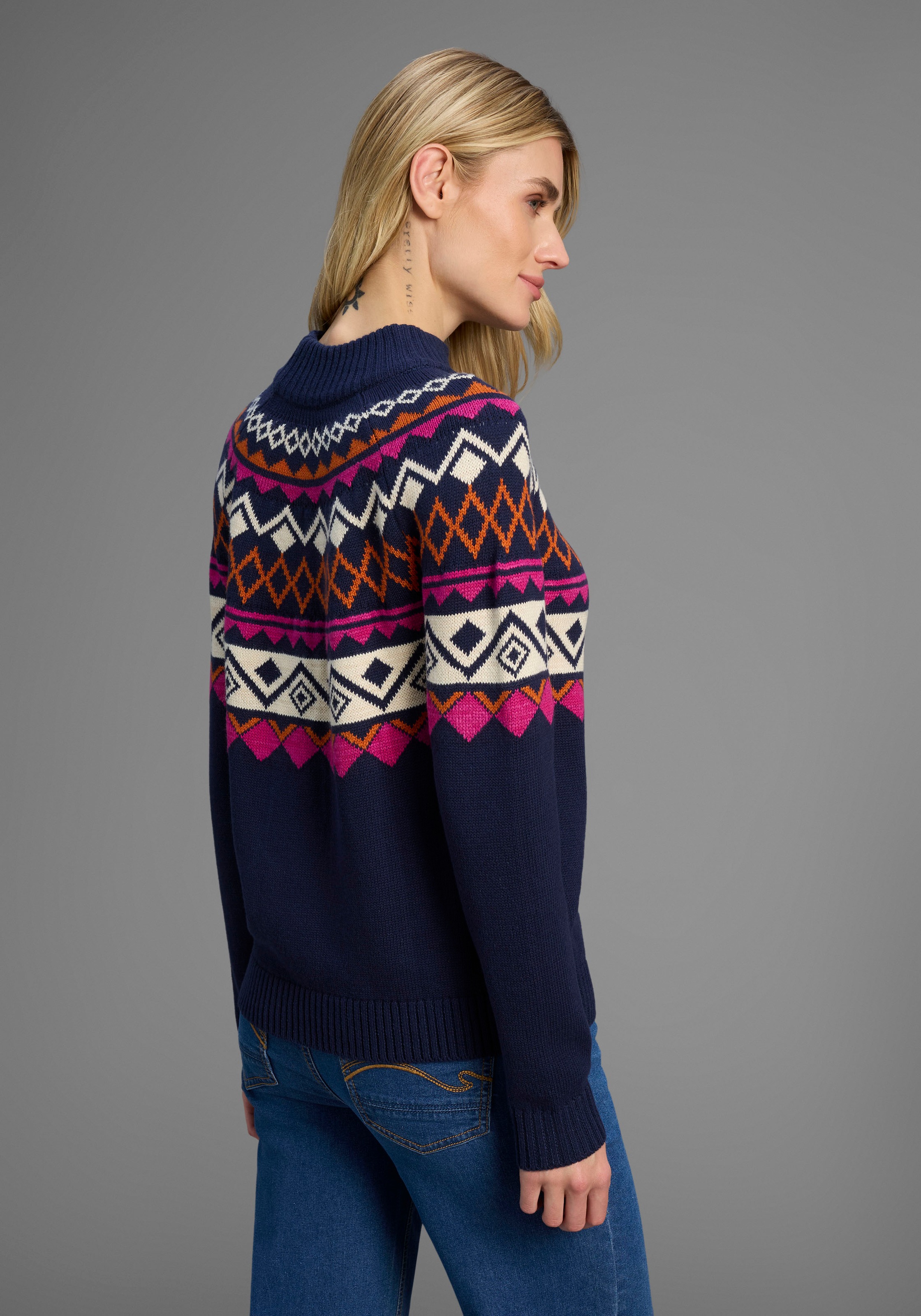 KangaROOS Norwegerpullover mit schönem Muster und hohem Rippkragen günstig online kaufen