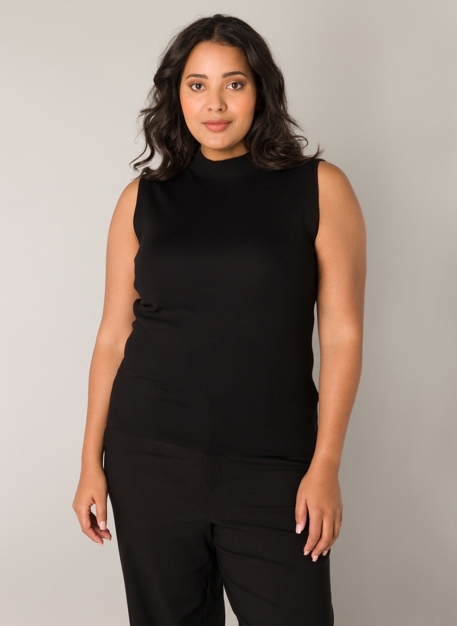 Base Level Curvy Ripptanktop mit hochgeschlossenem Kragen, ärmellos günstig online kaufen