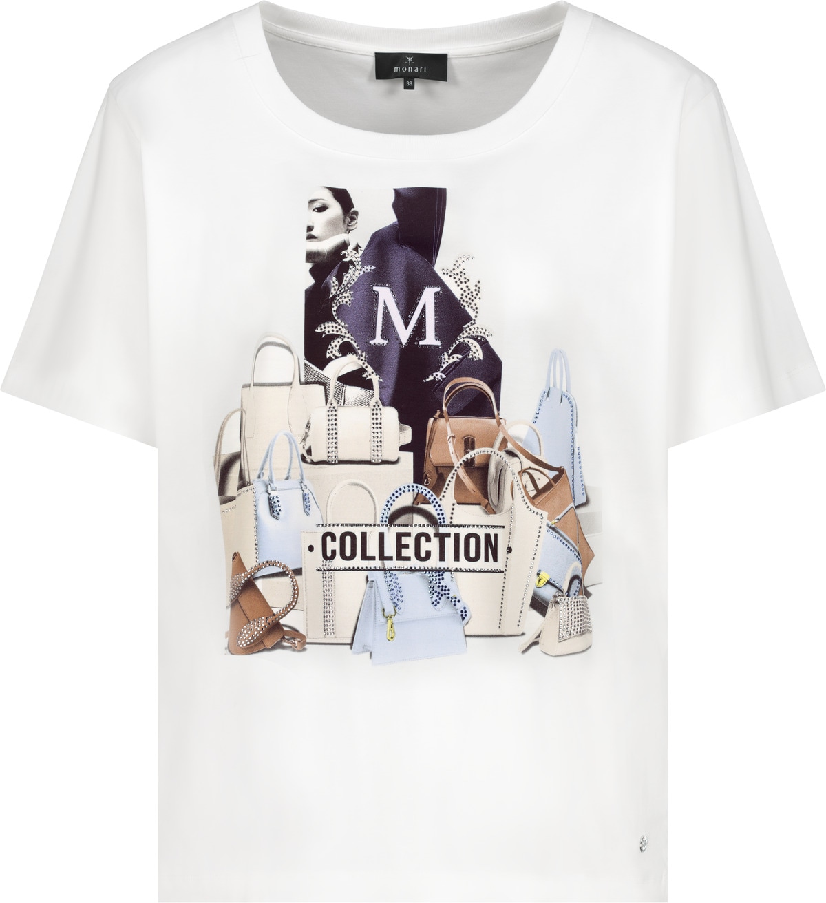 Monari Kurzarmshirt »Shirt Taschen«, mit funkelnden Strasssteinen