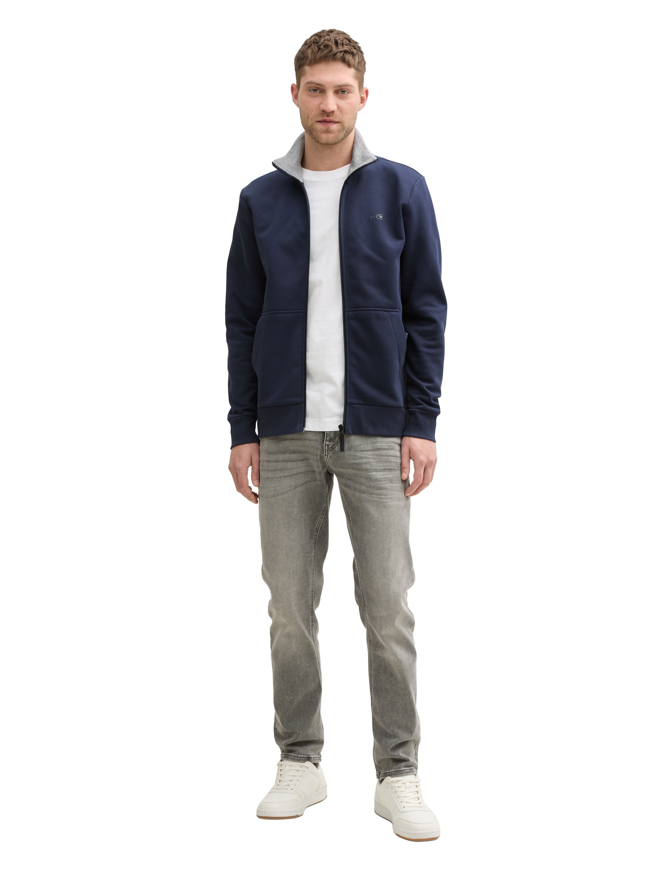 Tom Tailor Veste Printed Stand-up Sky Captain Blue S Homme 5