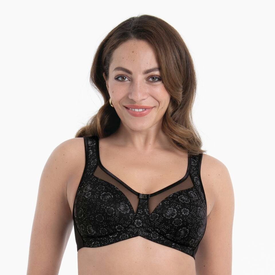 Damen Bügelloser BH "Clara Art", ANITA SINCE 1886, Gr. 100schwarz, Obermaterial: 82% Polyamid, 18% Elasthan, bedruckt, gemustert, leicht transparent,