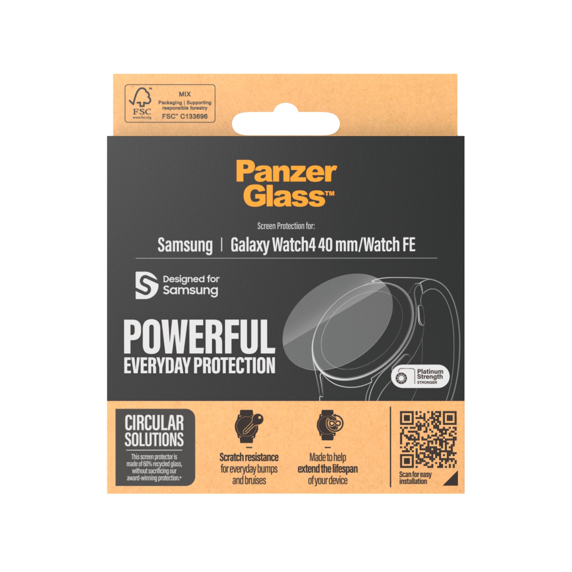 PanzerGlass Displayschutzglas »Screen Protection«, für Samsung Galaxy Watch4 40mm-Samsung Galaxy Watch FE, Displayschutzfolie, Schutzfolie, Bildschirmschutz, kratz- & stoßfest