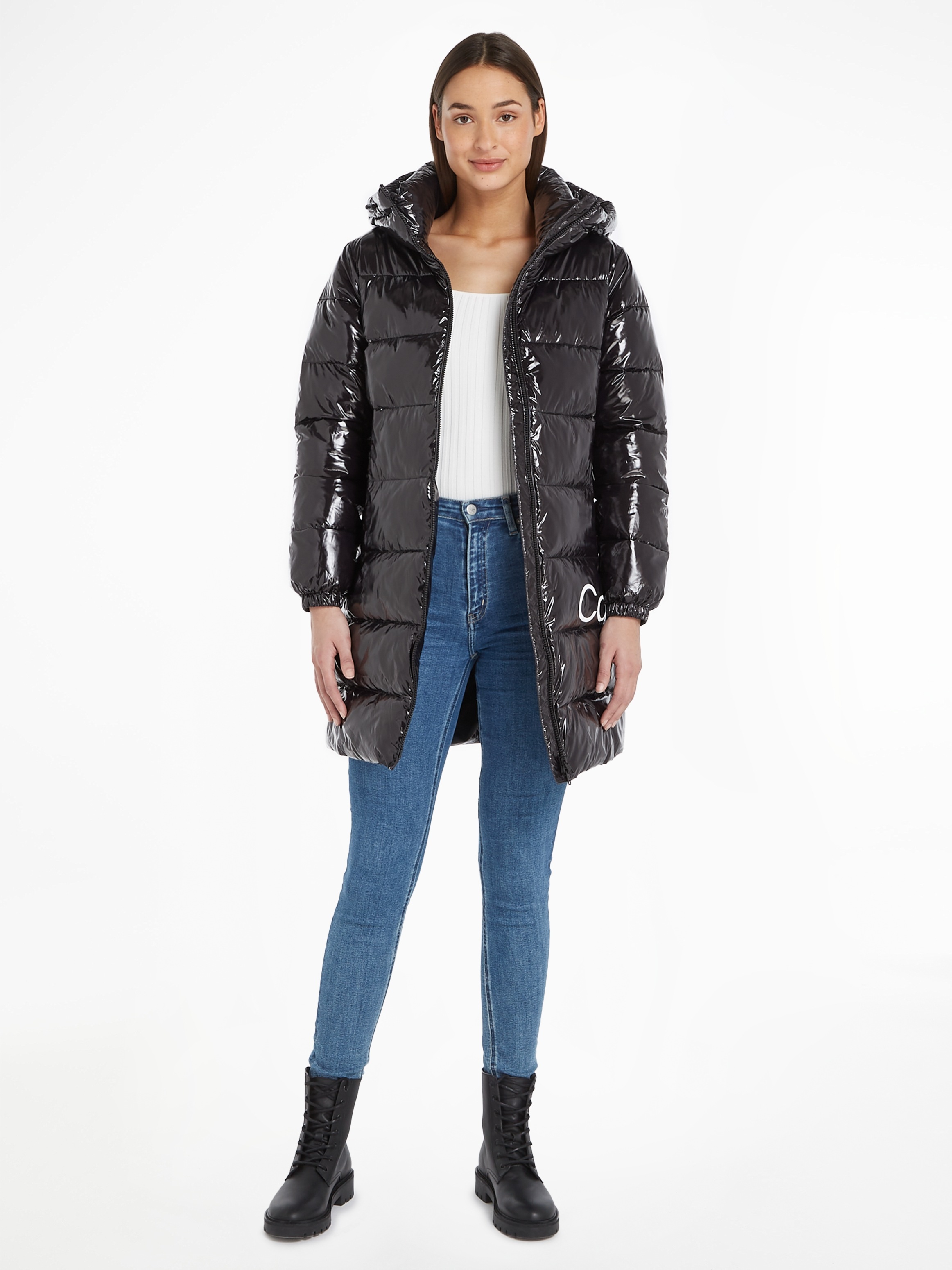 JACKET«, BAUR LONG | Jeans Calvin FITTED Kapuze Klein mit »SHINY Outdoorjacke