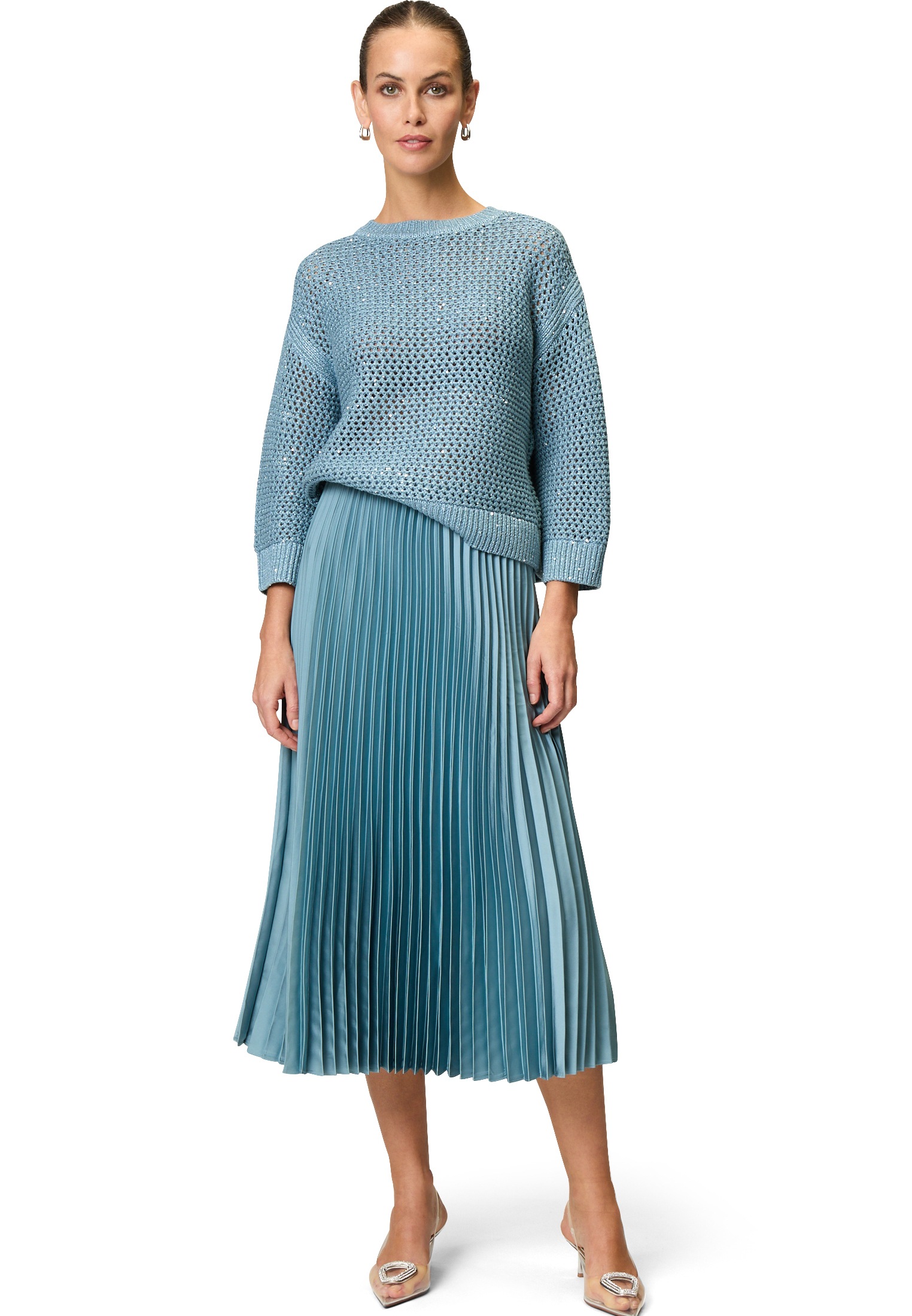 Zero Midirock »zero Satin-Rock Midi mit Plisseefalten«, Falten