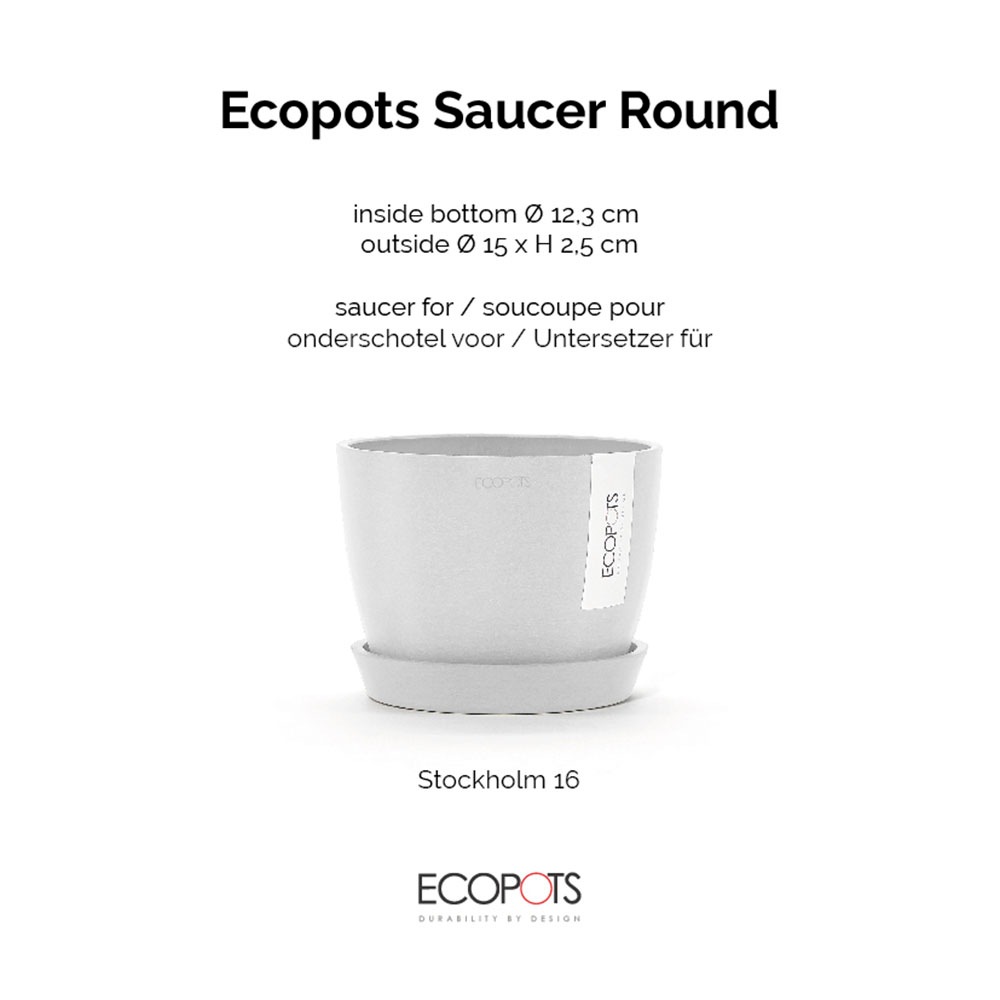 ECOPOTS Topfuntersetzer »Rund 15 Weiß« für innen und außen: frostsicher, bruchsicher und lichtbeständig
