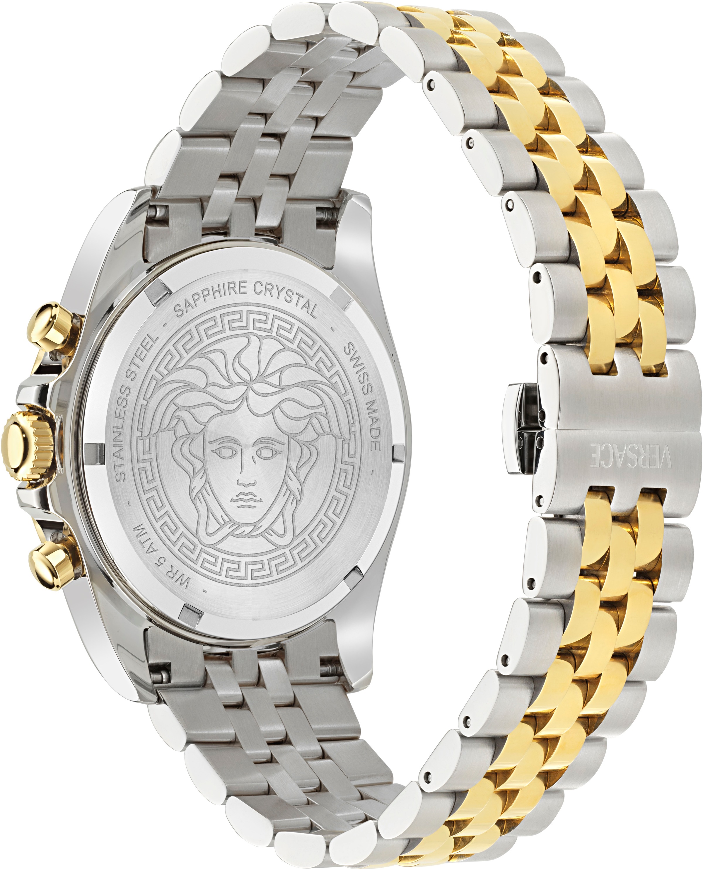 Versace Chronograph »GRECA CHRONO WAVE«, Quarzuhr, Armbanduhr, Herrenuhr, Swiss Made, Edelstahlarmband, analog