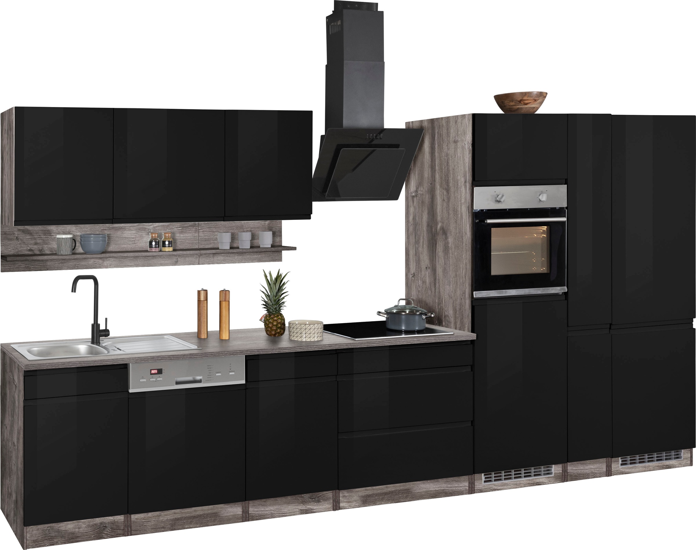 KOCHSTATION Küchenzeile "KS-Virginia" Breite 390 cm, mit Glaskeramik-oder I günstig online kaufen