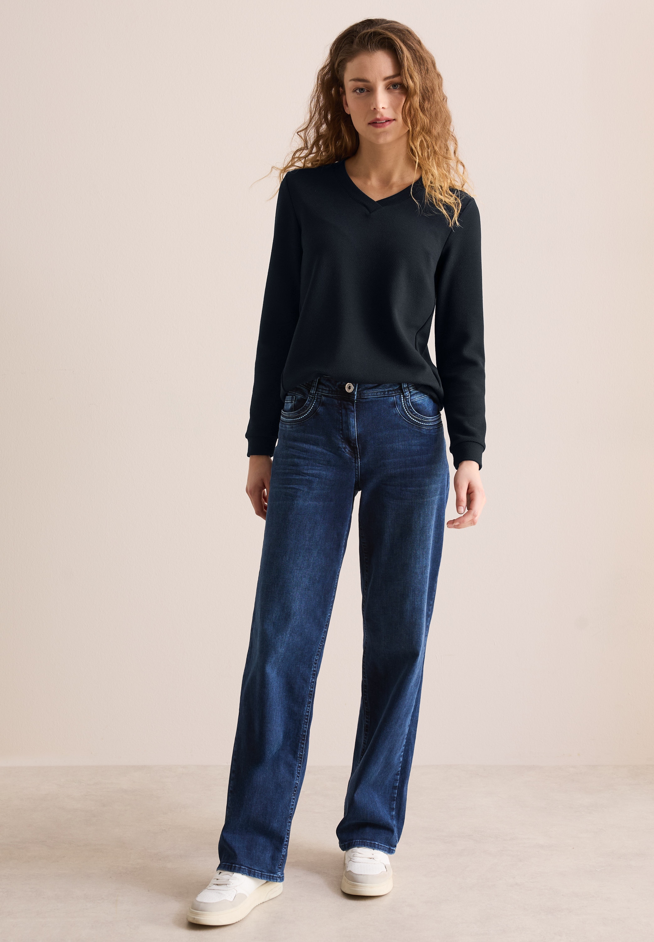 Cecil Langarmshirt, aus softem Materialmix