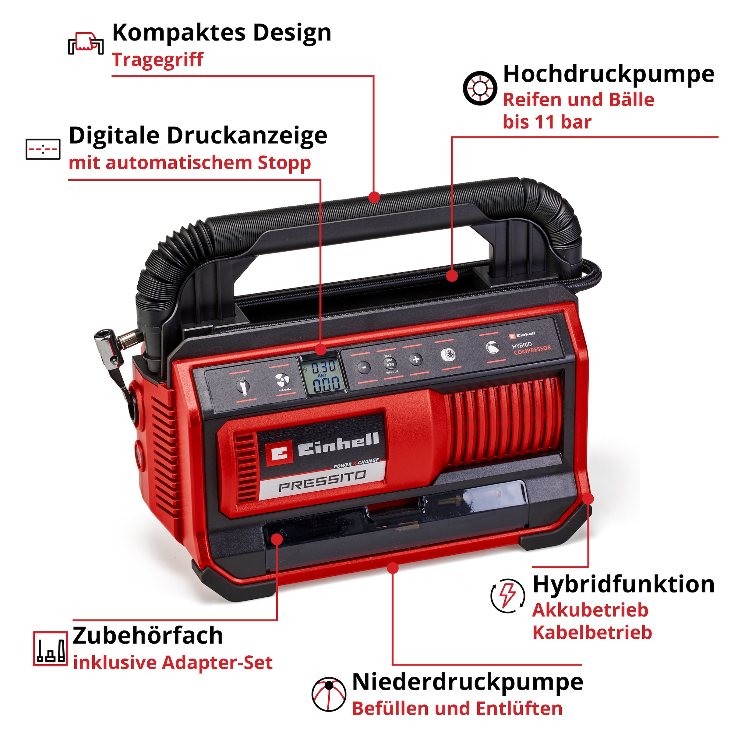Einhell Kompressor »PRESSITO 18/25 Hybrid«, ohne Akku und Ladegerät