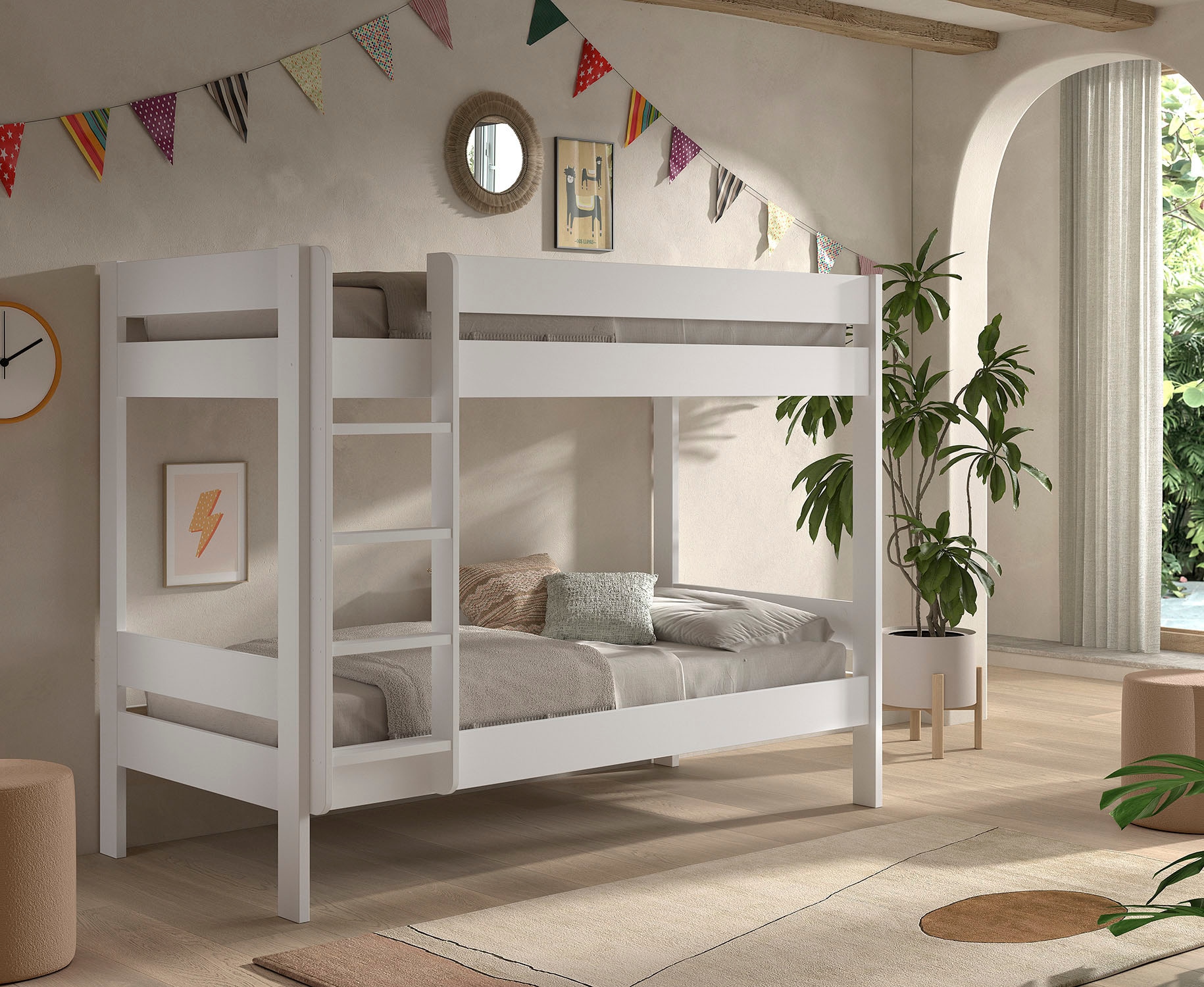 Vipack Etagenbett »Primo mit 2 Liegeflächen 90 x 200 cm, inkl. Massivholz Rolllattenrost« Kiefer massiv, weiß lackiert, ohne oder mit Bettschublade auf Rollen