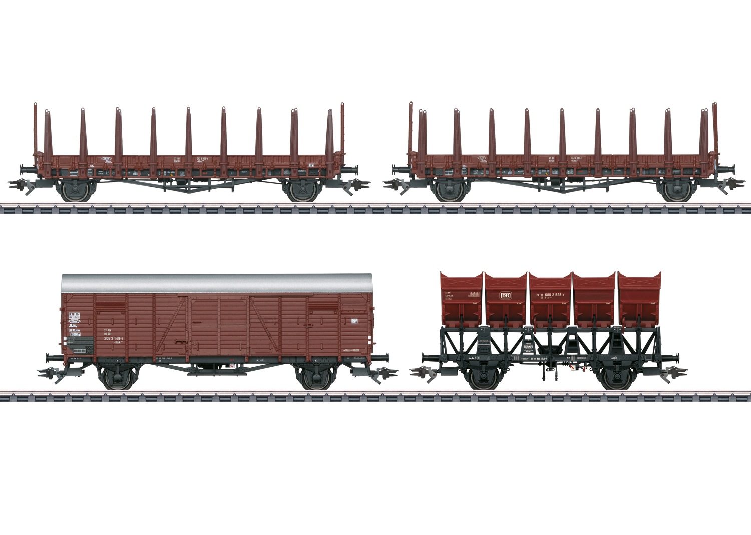 MÄRKLIN Kinder Güterwagen "Güterwagen-Set - 46664"braun, Kunststoff, Metall, Modelleisenbahn-Fahrzeuge