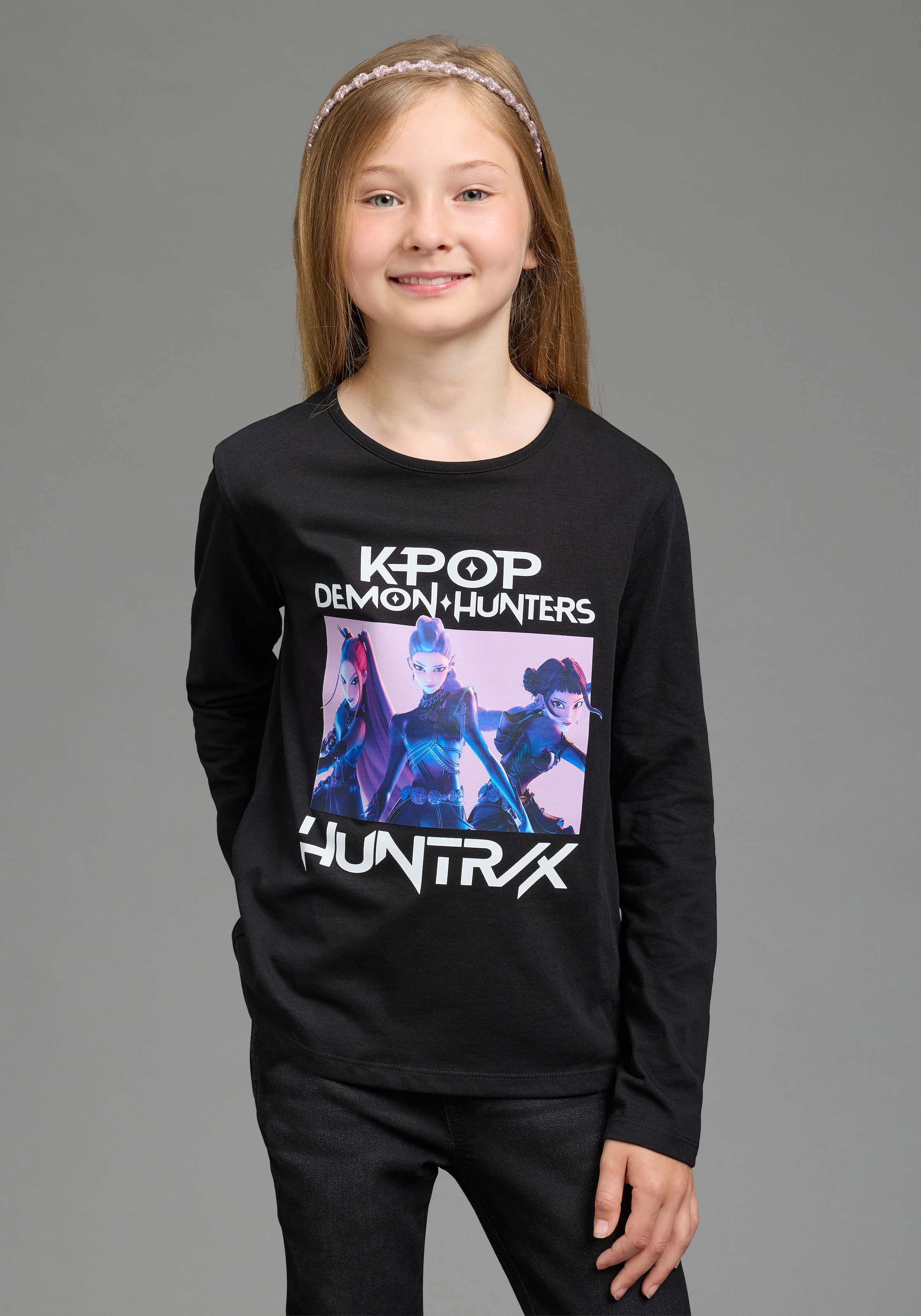 KIDSWORLD Langarmshirt "K-POP DEMON HUNTERS Shirt" K-Pop Shirt, hüftlang, mit Rundhalsausschnitt, Basic Passform