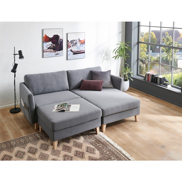 ATLANTIC home collection Ecksofa »Mailo«, mit Seitentaschen, Recamiere  beidseitig montierbar, Massivholzfüße bestellen | BAUR