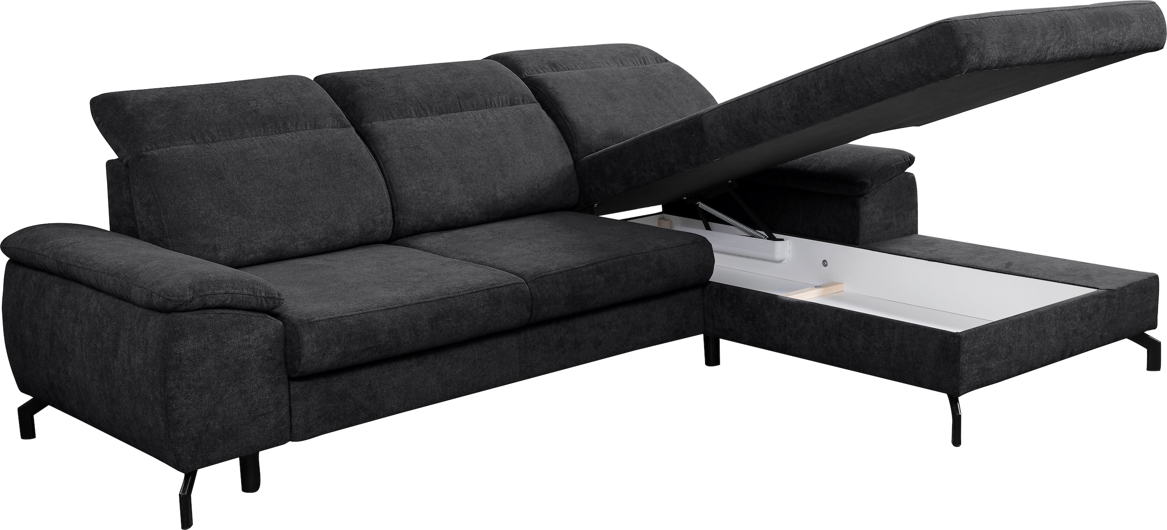 WERK2 Ecksofa »Panama L-Form«, Modernes Sofa mit Schlaffunktion, Bettkasten, Kopfteile verstellbar