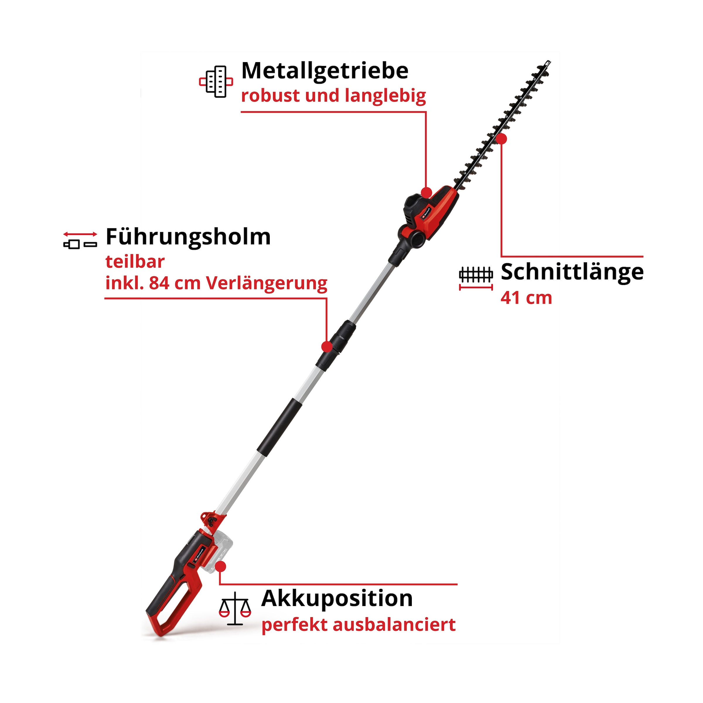 Einhell Akku-Heckenschere »mit Teleskopstab Â»GC-HH 18/45 Li TÂ««, inkl. PXC-Starter-Kit 18V 2,5Ah