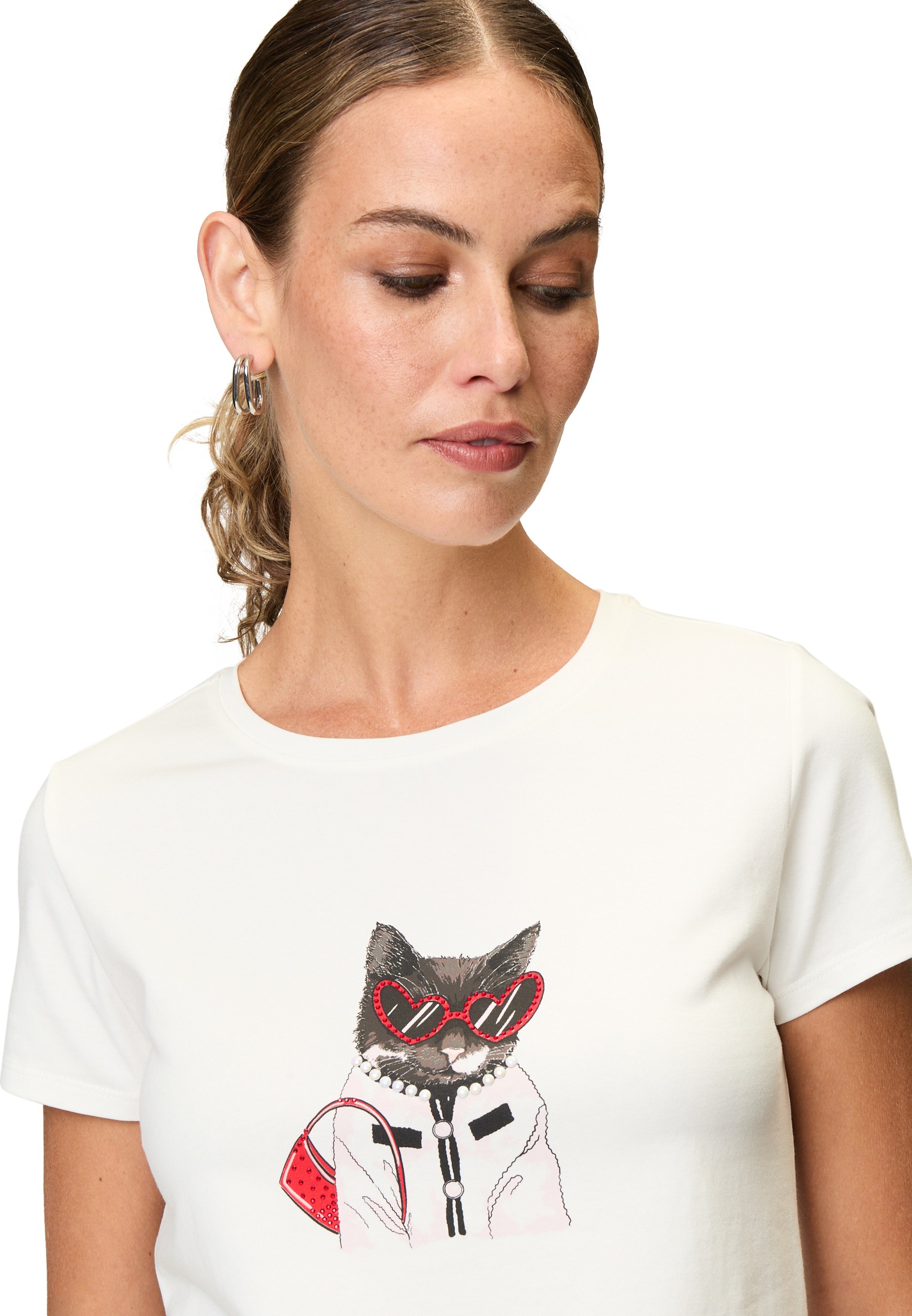 Zero Kurzarmshirt »zero Jerseyshirt mit Ziersteinen«, (1 tlg.), Ziersteine