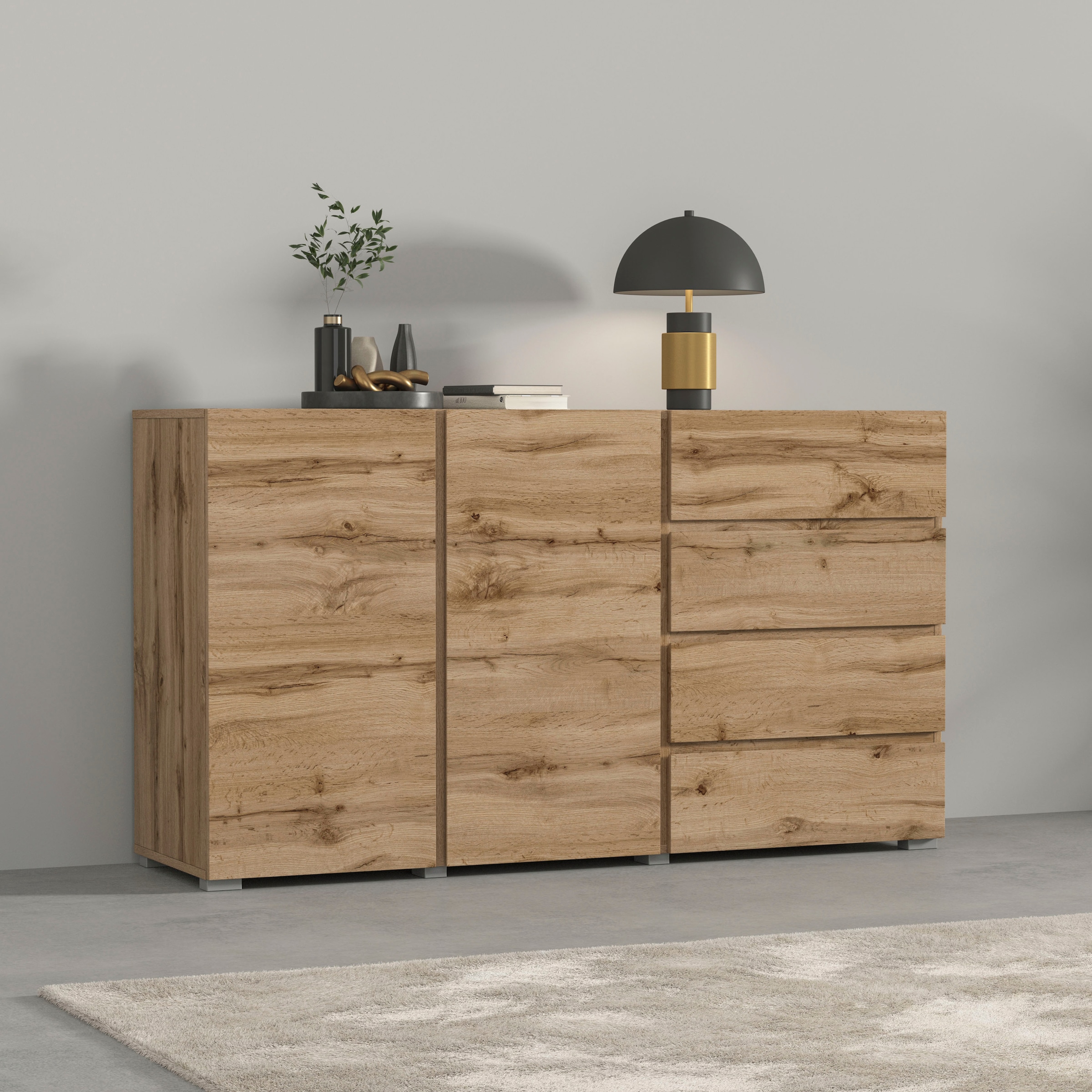 OTTO home Sideboard "Metric,Breite 138 cm, grifflose Kommode 2 Türen/4 Schu günstig online kaufen