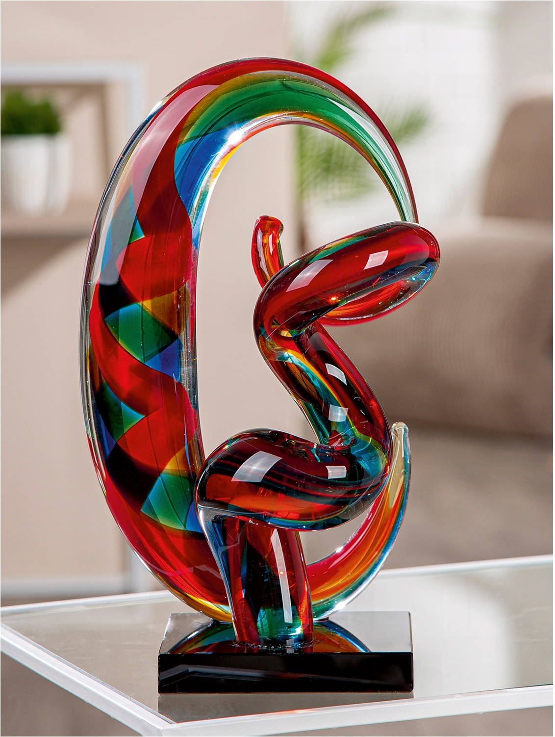 GILDE Skulptur »Skulptur Palmeira mehrfarbig« Glasobjekt dekorative Skulptur exotische Deko Eyecatcher