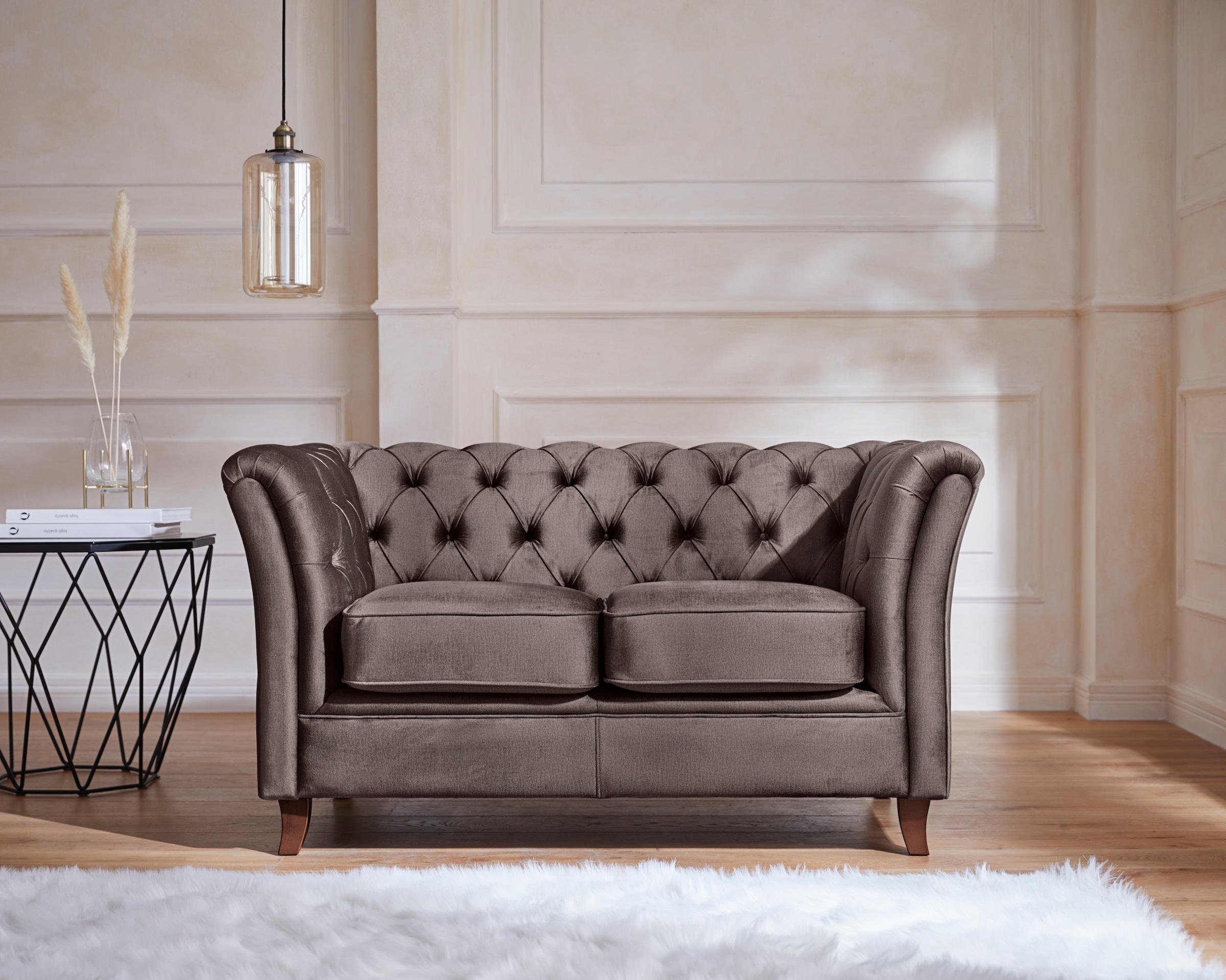 Home affaire Chesterfield-Sofa "Reims", mit echter Chesterfield-Knopfheftung, hochwertige Verarbeitung